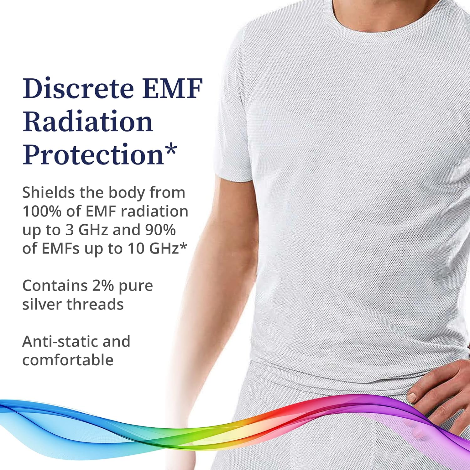 BioPure e-SMOG – Camisetas de algodón antiondas con fibras plateadas para protección EMF, protección RF, bloqueo antiradiación