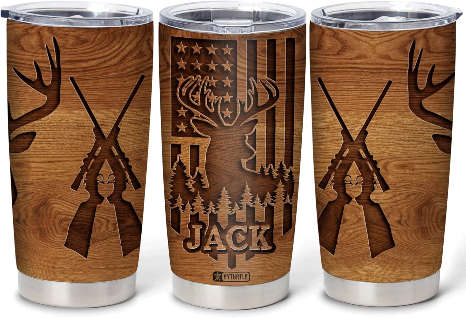 Hyturtle Regalos personalizados de caza para hombres, vaso de caza de ciervos, taza de café de viaje de 20 onzas, acero inoxidable, regalo del día