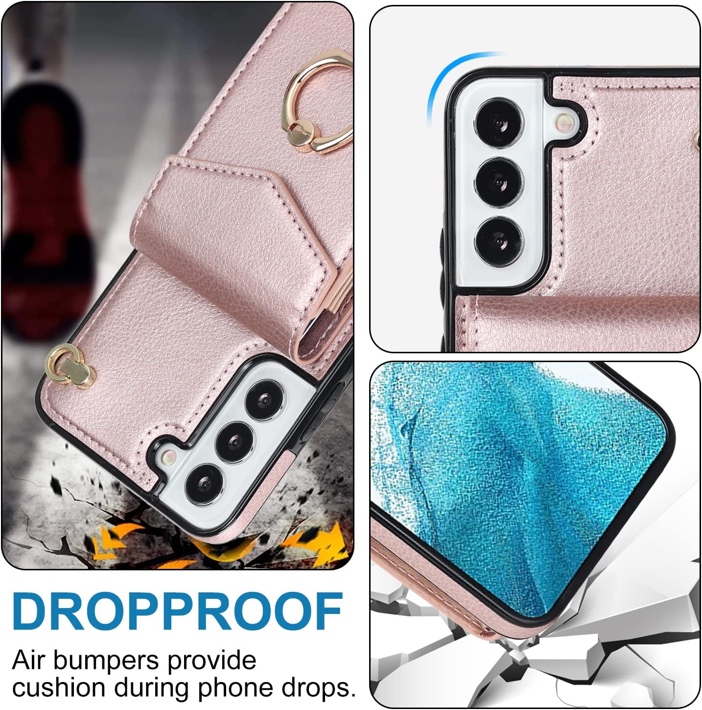 Asuwish Funda de teléfono para Samsung Galaxy S22 Plus S22+ 5G Funda tipo cartera con protector de pantalla de vidrio templado y anillo de bloqueo