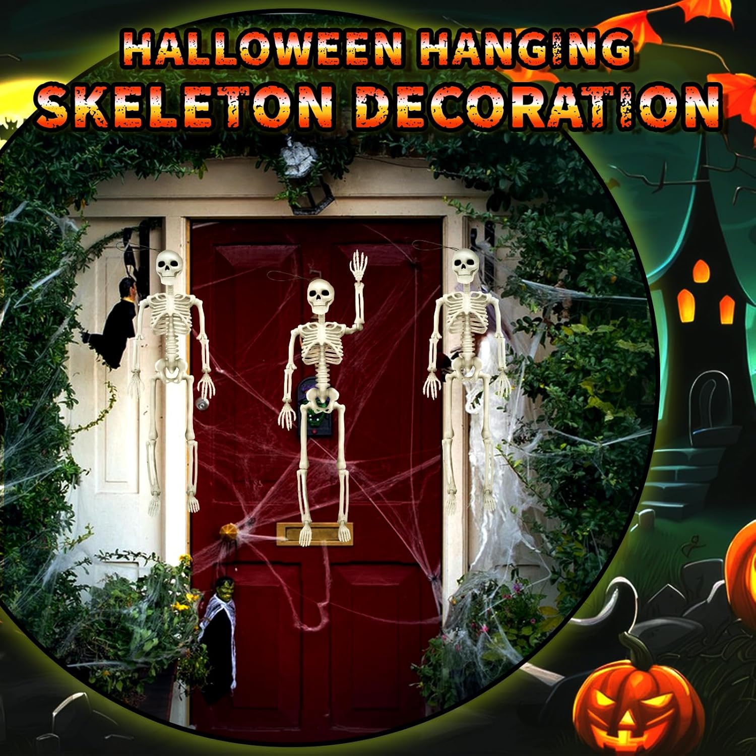 Paquete de 6 esqueletos decorativos de Halloween, esqueleto pequeño posable de 16 pulgadas de cuerpo completo con articulaciones móviles, esqueletos