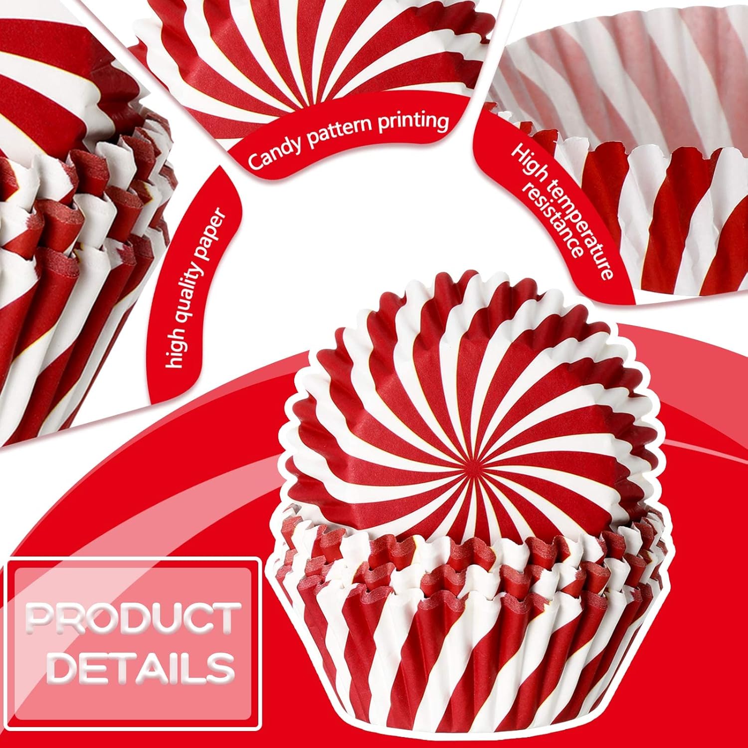 600 envoltorios de cupcakes de Navidad, 6 estilos, para fiestas de Navidad, para cupcakes, para magdalenas, soportes para cupcakes, tazas de papel
