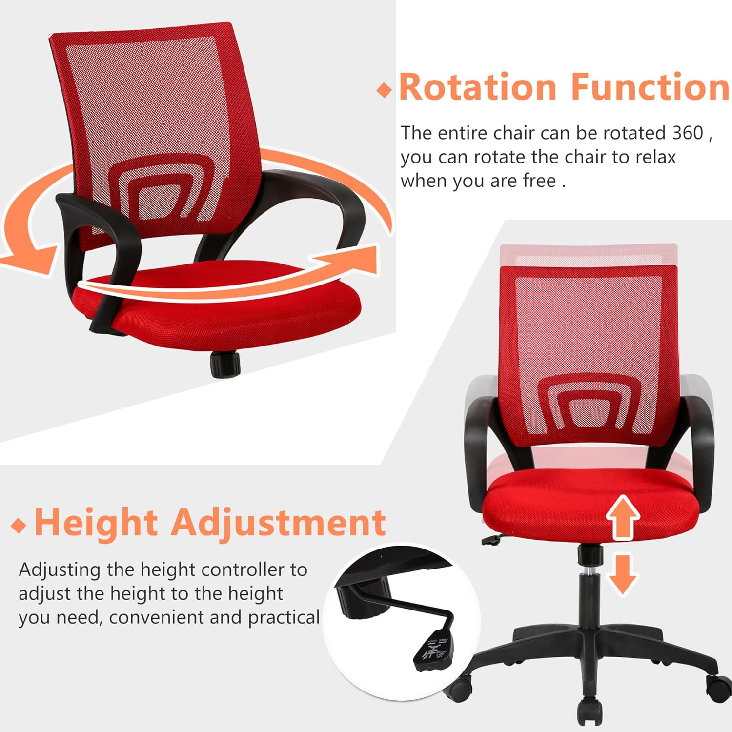 PayLessHere Silla de oficina en casa, silla de escritorio para computadora, silla ergonómica ajustable, soporte lumbar, reposabrazos ejecutiva con