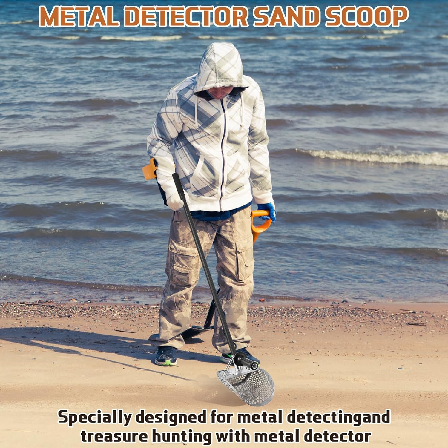 Cuchara de arena para detección de metales, pala de acero inoxidable fuerte, accesorios para detector de metales, pala de playa, herramienta de