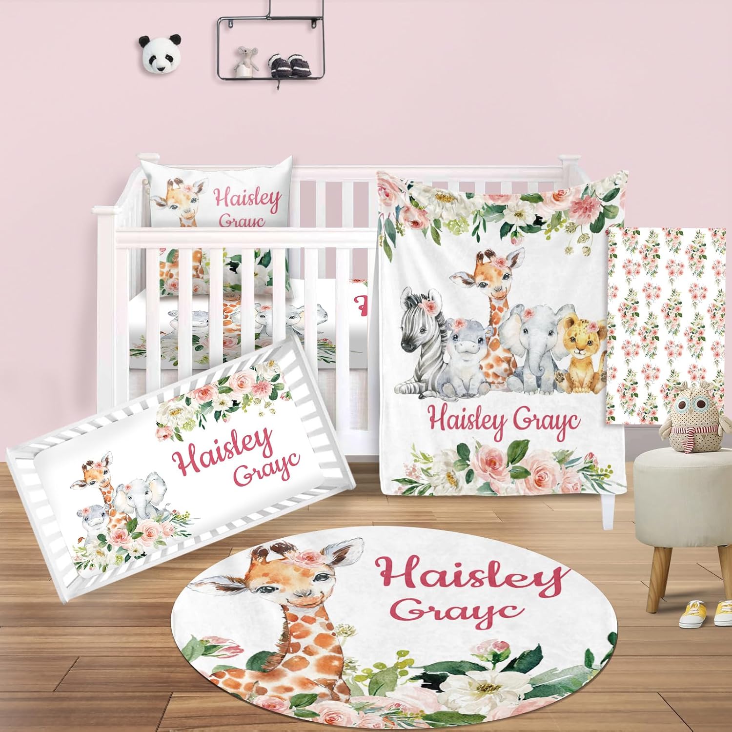 Juego de ropa de cama personalizada para cuna decoración personalizada para guardería, manta de bebé, sábana bajera para cuna, funda para cambiador,