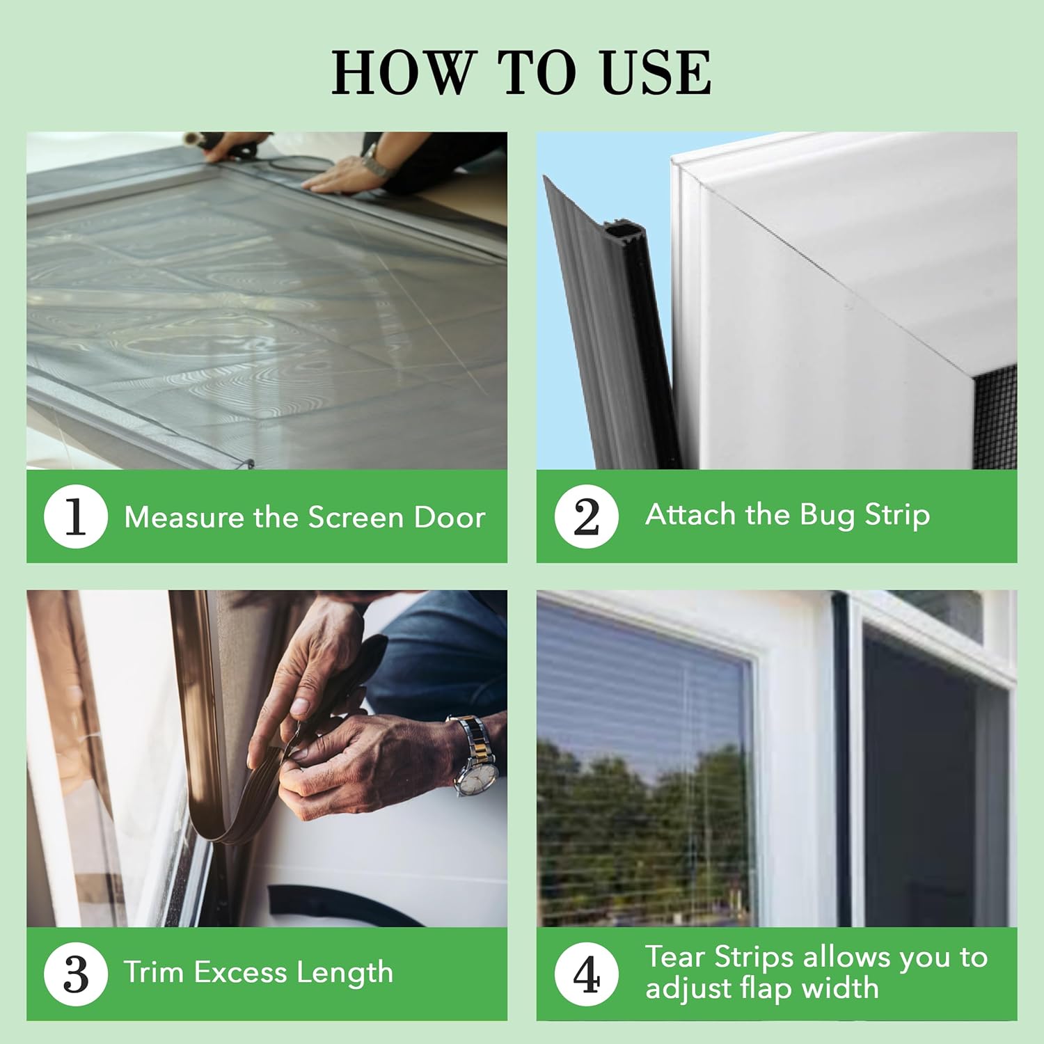 Tira de vinilo negro de 96 pulgadas de largo de ancho ajustable  Tira de sellado de insectos para puerta mosquitera y tapón de corrientes de aire