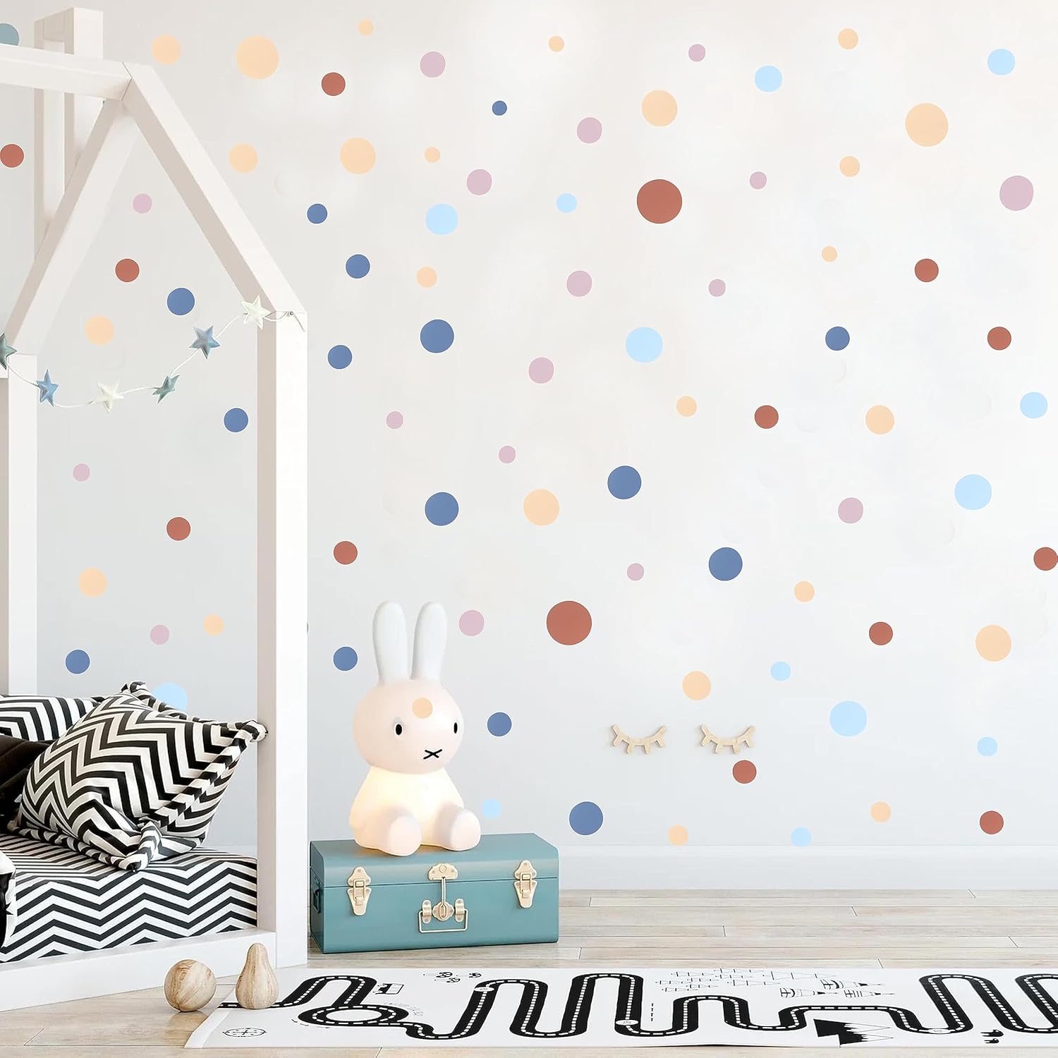 10 hojas de calcomanías de pared de lunares para dormitorio de niños, calcomanías de pared de lunares para habitación de bebé, calcomanías de pared