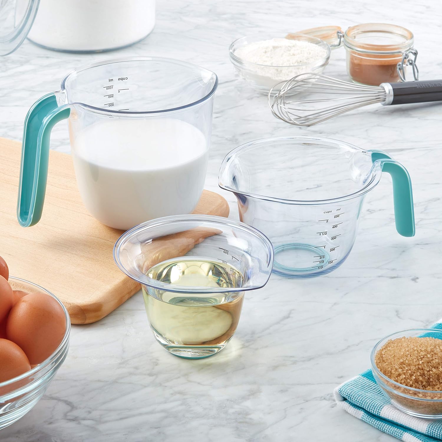 KitchenAid Juego de 3 jarras medidoras universales, Aqua Sky 1