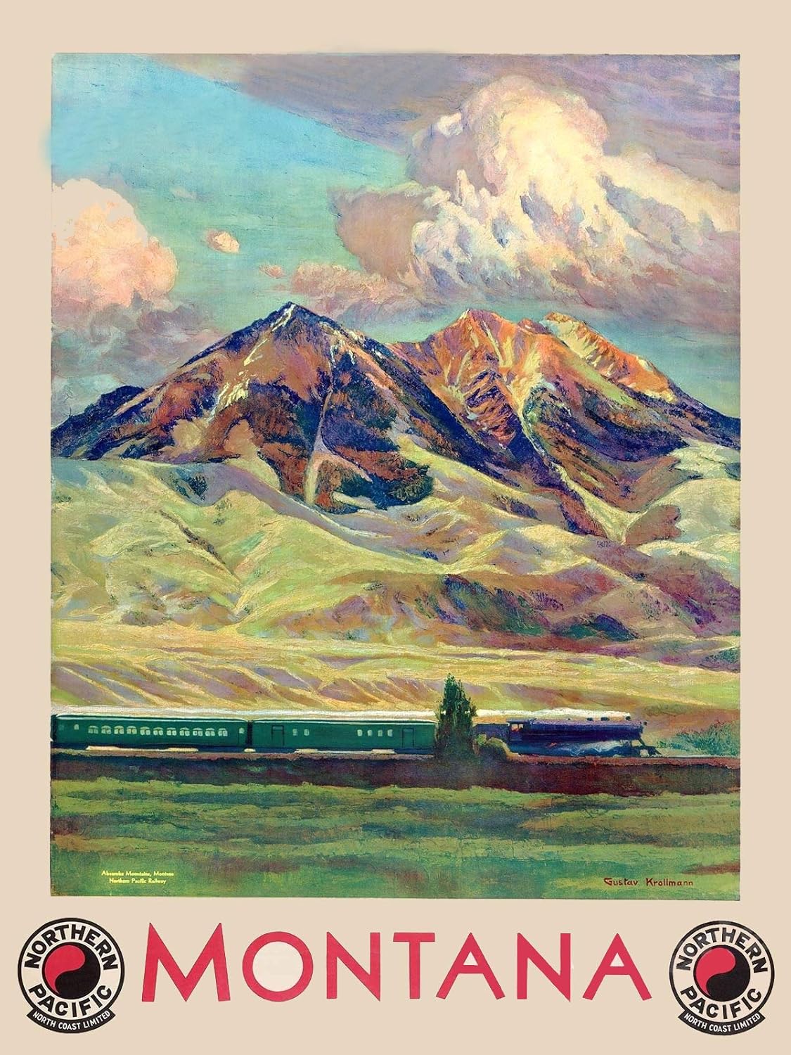 Magnet Visit Montana 1920s Vintage Style Travel Magnet Lámina magnética de vinilo para taquillas, coches, carteles, refrigerador de 5 pulgadas