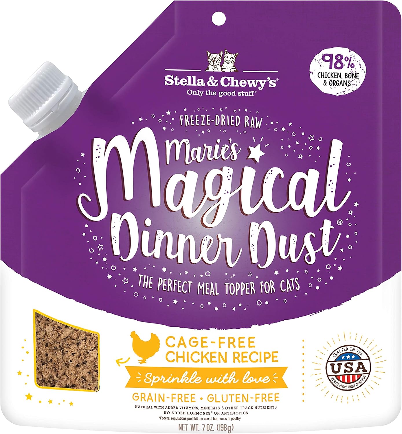 Stella & Chewy’s Polvo mágico liofilizado de Marie’s Raw Marie’s – Sin granos, rico en proteínas para gatos y gatitos – Receta de pollo sin jaula –