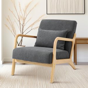 Dolonm Silla decorativa moderna con marco de madera, silla tapizada con cojín de cintura, sillón de terciopelo para sala de estar, dormitorio, sala Dolonm Silla decorativa moderna con marco de madera, silla tapizada con cojín de cintura, sillón de terciopelo para sala de estar, dormitorio, sala