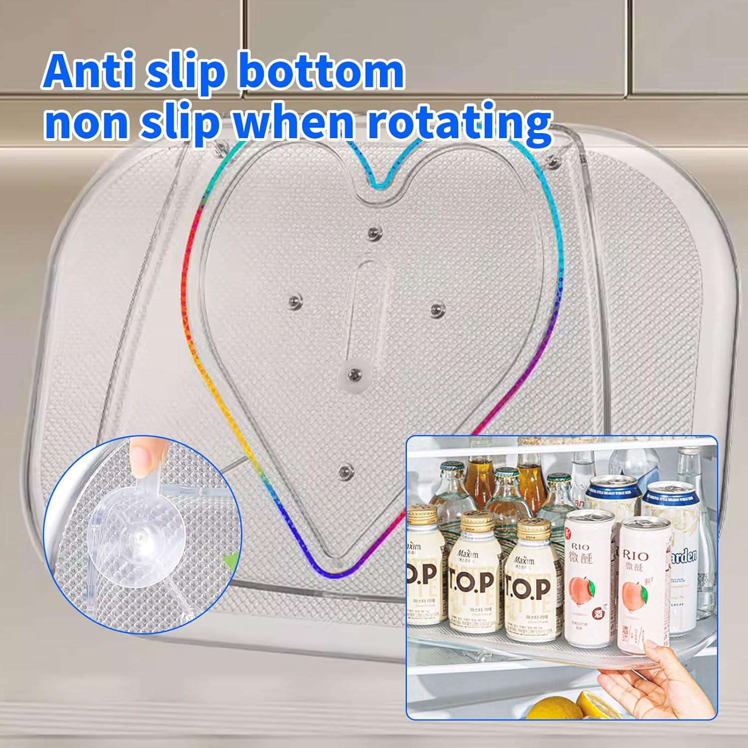 Lazy Susan cuadrado para refrigerador, estante de almacenamiento de condimentos de encimera, organizador de gabinete Lazy Susan, estante de
