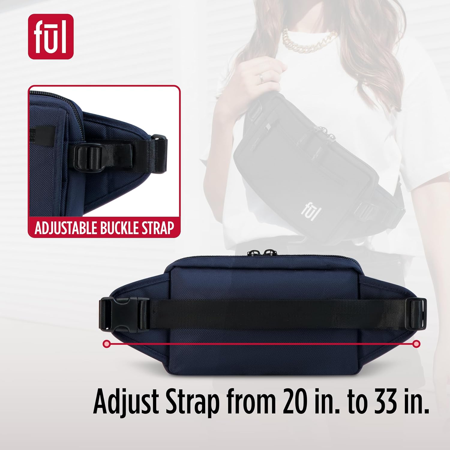 FUL Tactics Collection – Cangurera cruzada con cintura para hombres y mujeres, bolsa para cinturón