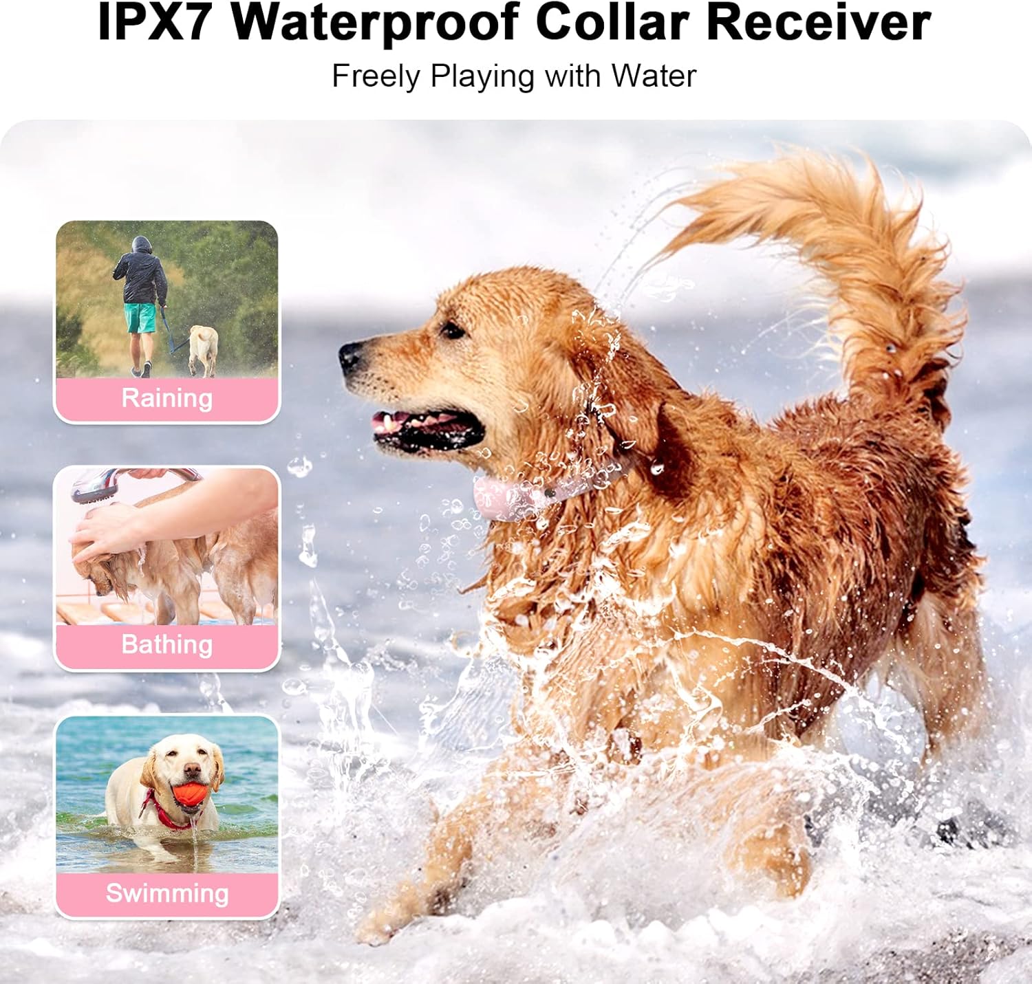 Bousnic Collar de entrenamiento para perros con control remoto, collar de choque de perro de 1000 pies para perros pequeños, medianos y grandes,