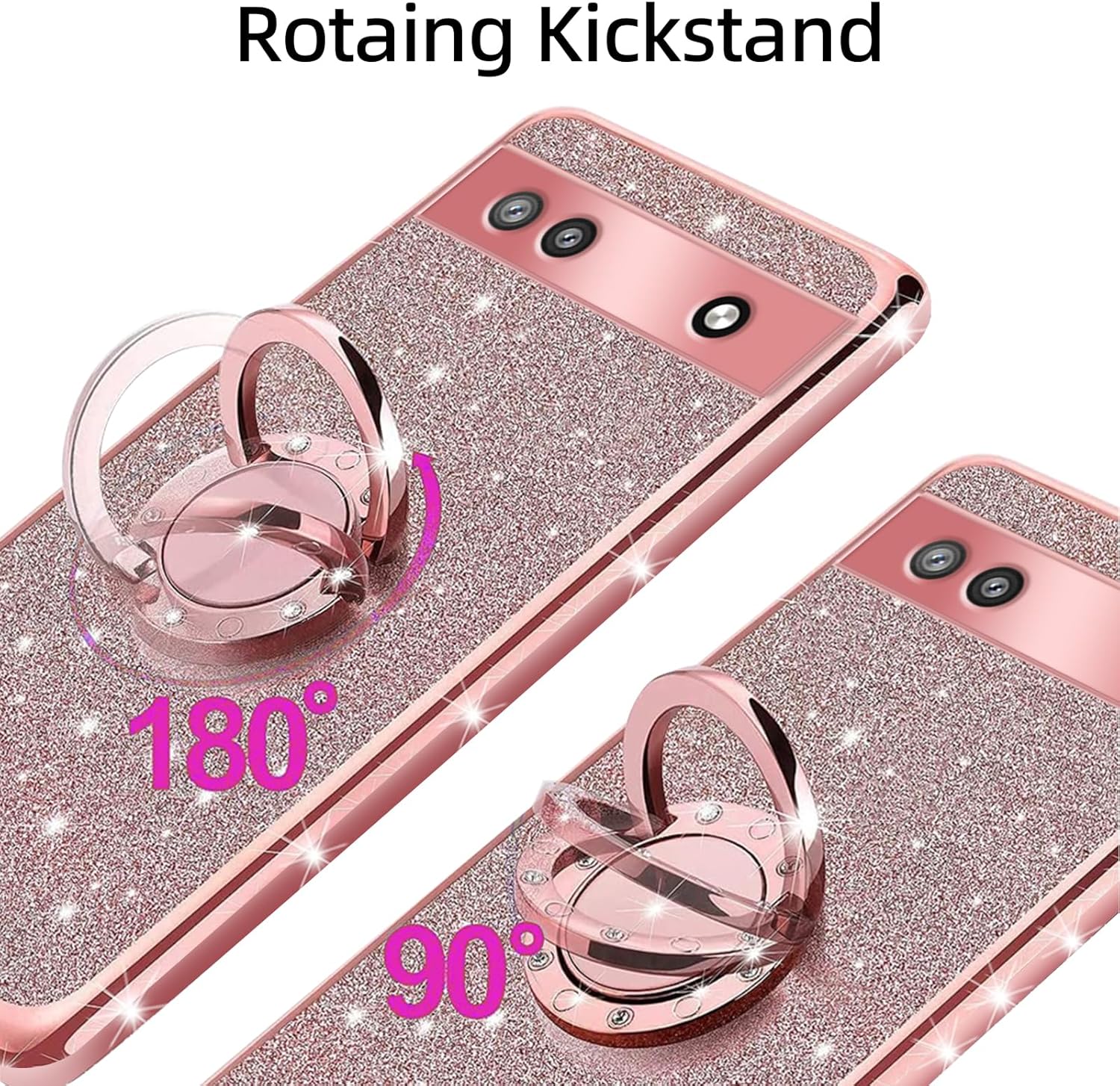 Funda para teléfono Google Pixel 6a, funda para Google Pixel 6a para mujer, con purpurina, suave, elegante, transparente, TPU de lujo, linda funda