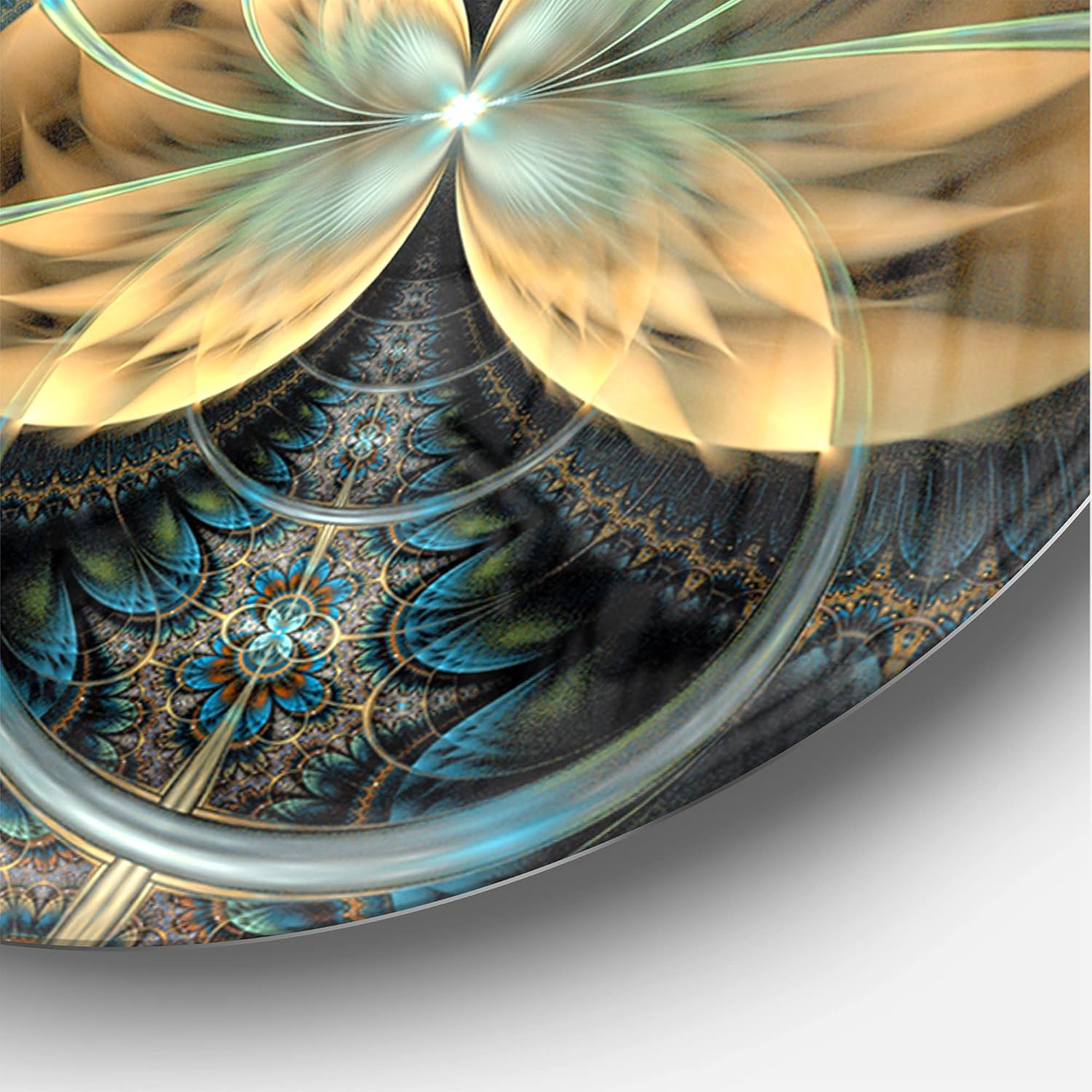 Reloj de pared moderno con diseño de flor fractal dorada simétrica para decoración del hogar, dormitorio, baño, oficina, sala de estar, 7277, 36 x
