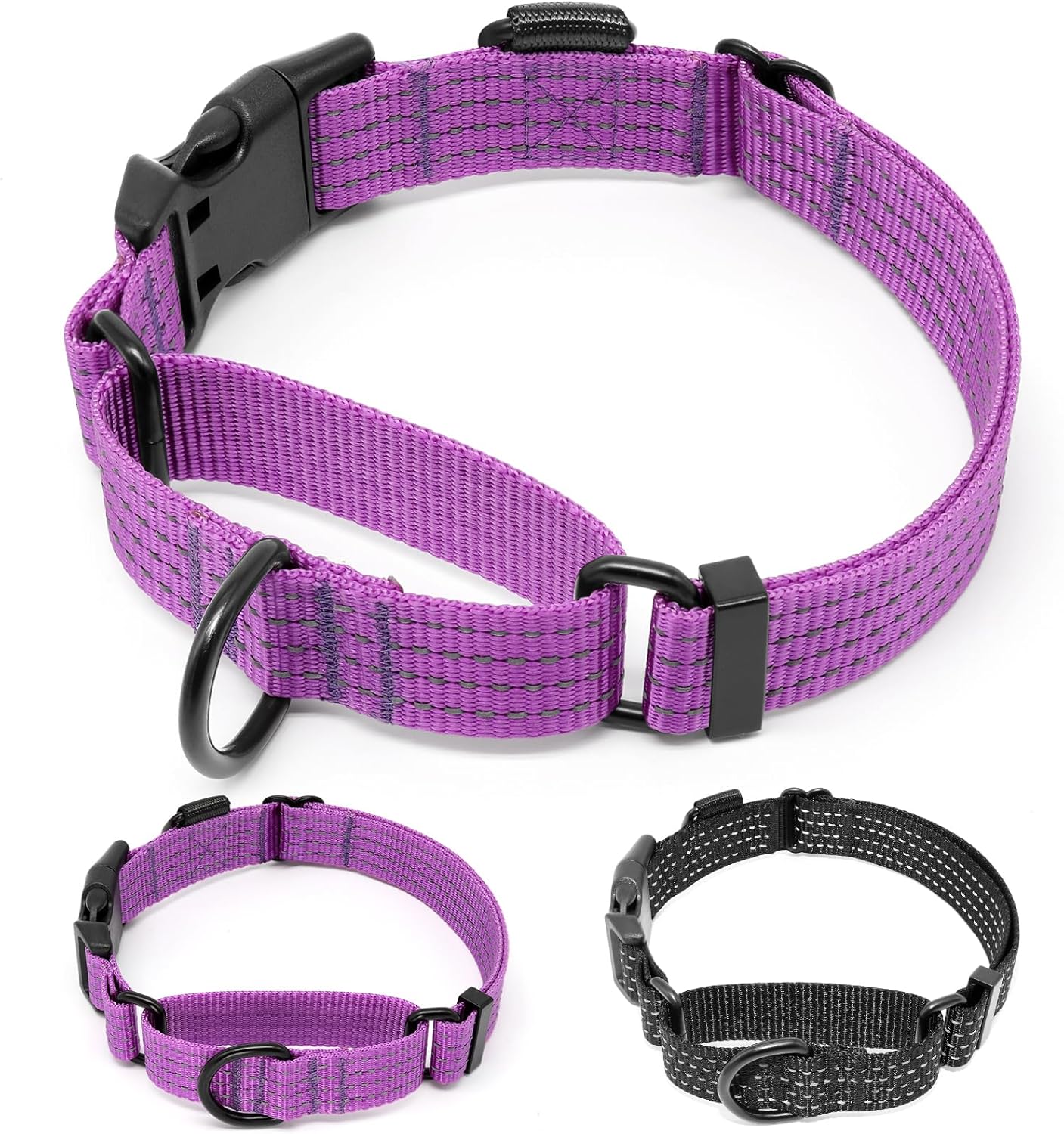 Collar Martingale para perros de entrenamiento, 1 unidad, collares reflectantes ajustables con hebilla, sin tirones, evita que se resbalen para