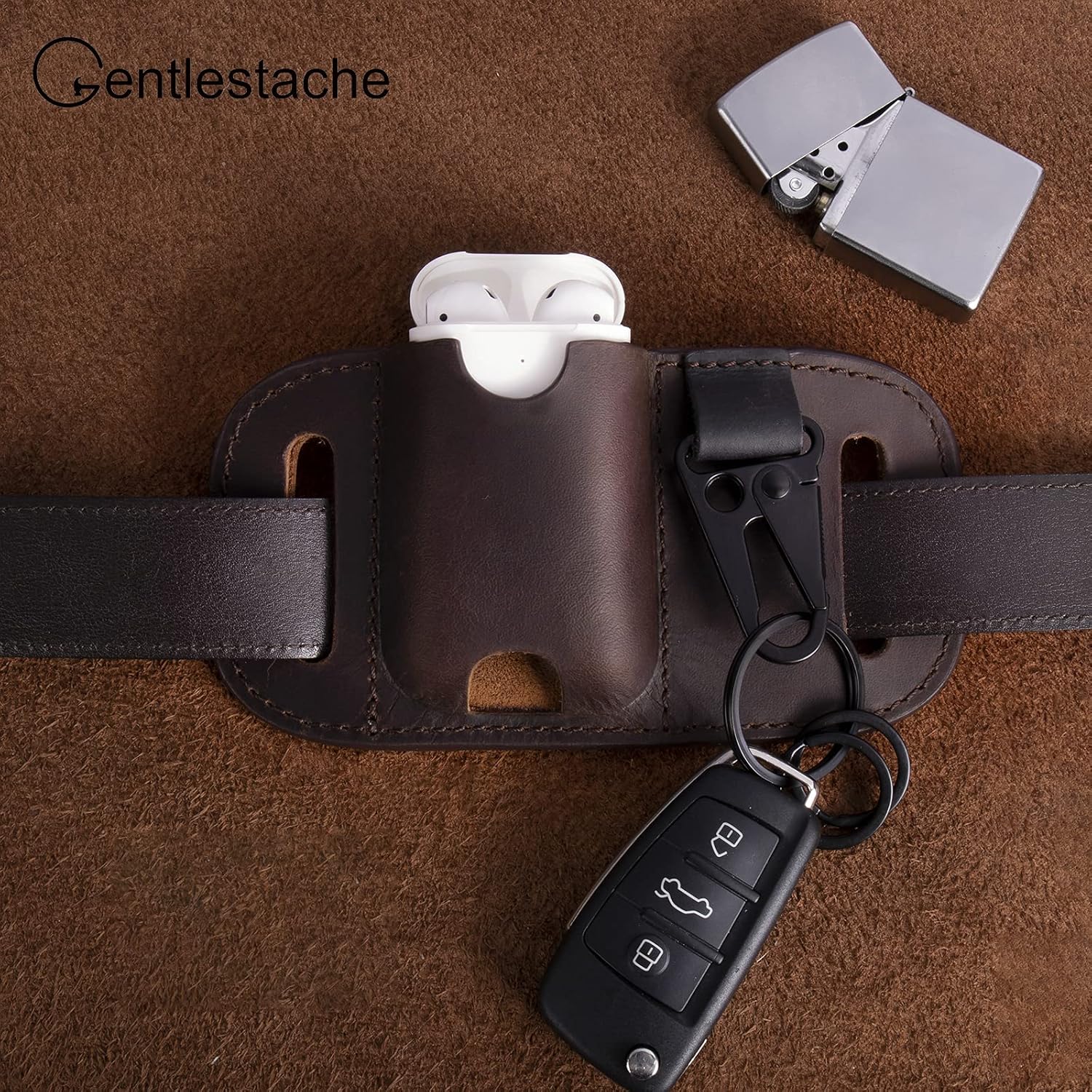 Gentlestache Zippo – Funda para cinturón, funda de piel Zippo, funda para AirPods, bolsa más ligera para cinturón