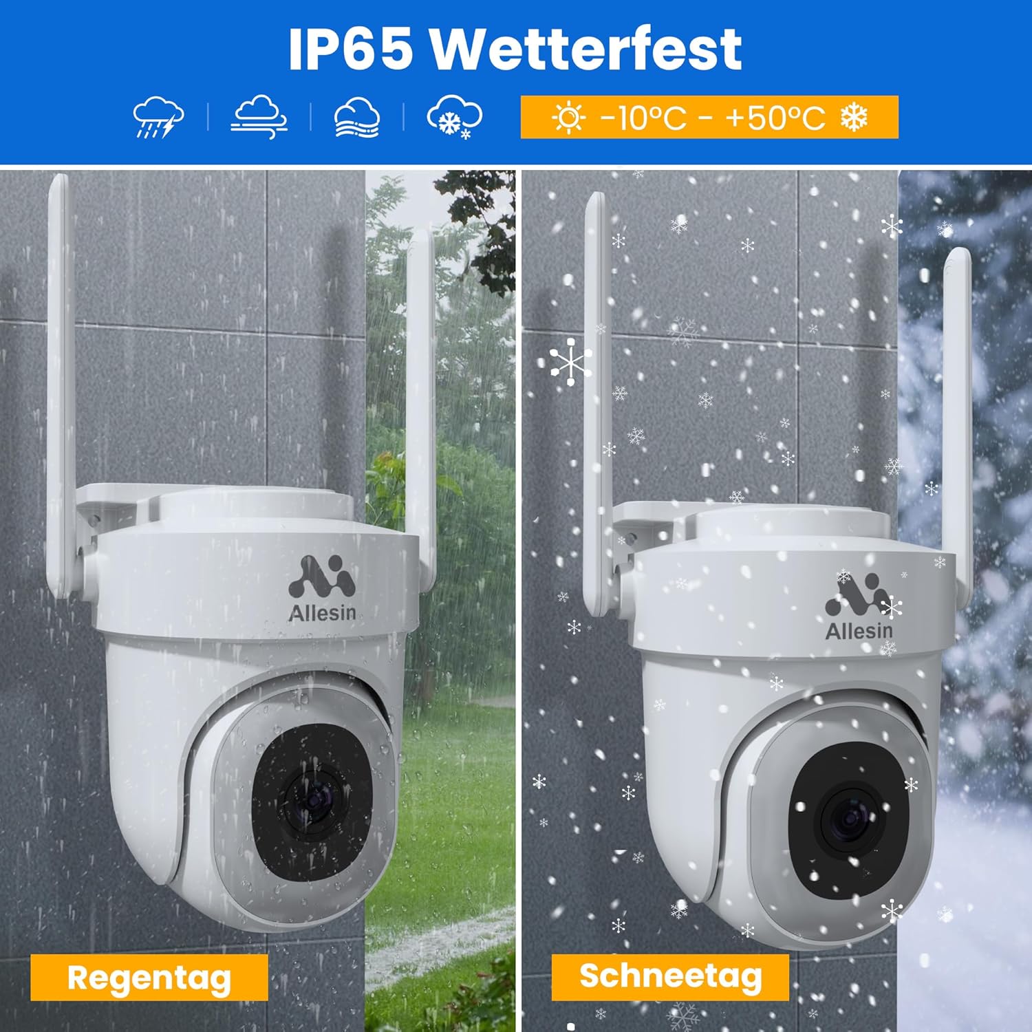 Allesin Cámara de seguridad de 4MP para exteriores, cámaras de visión panorámica de 360 para seguridad en el hogar con 14 LED Spotlight visión
