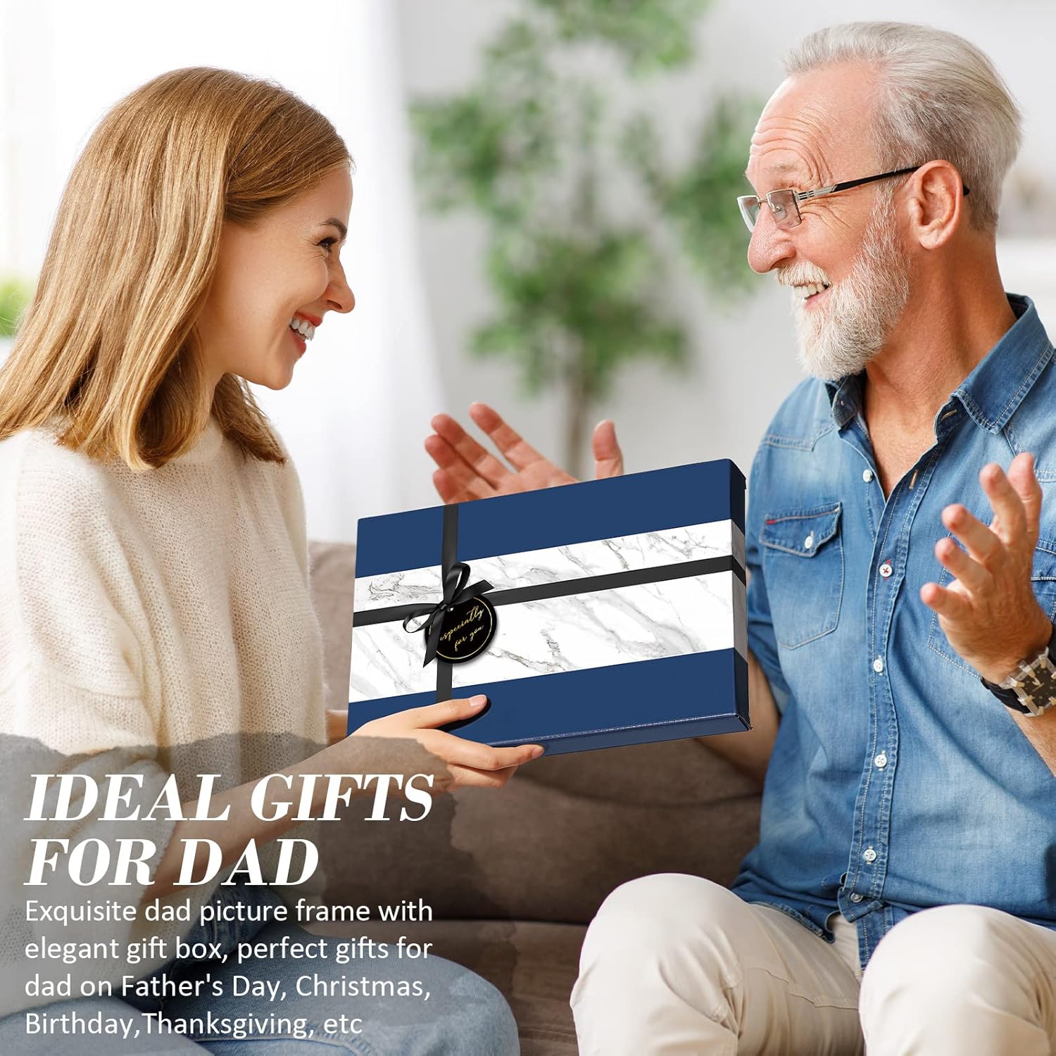 Regalos de Navidad para papá de parte de su hija, marco de fotos únicos, regalos para el mejor papá, regalos de Navidad para papá que no quiere