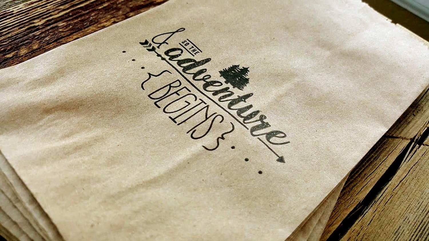 Papel kraft rústico para golosinas, regalos o bolsas de regalo de 24 unidades y por lo que la aventura comienza hecha de papel 100% reciclado
