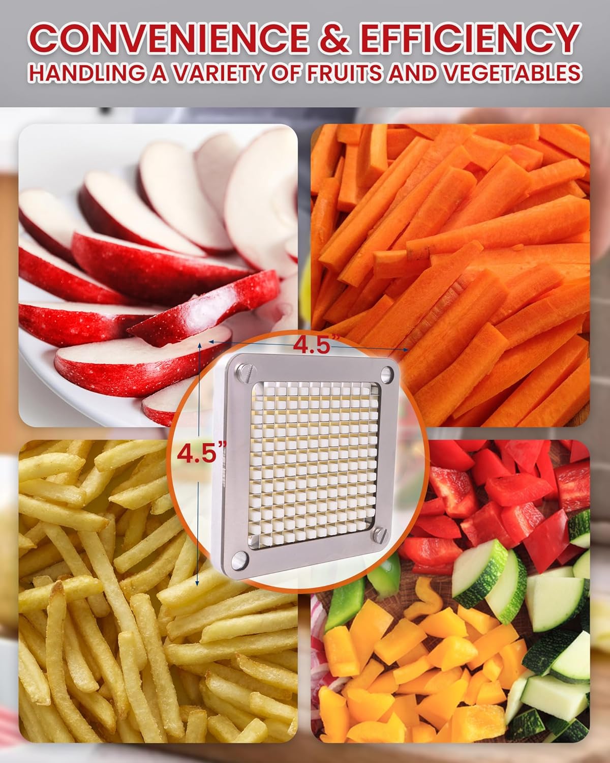 Ezcasch Cuchilla de 14 “para cortador de papas fritas, picador comercial de patatas de acero inoxidable, cortador de frutas para cebolla, repollo,