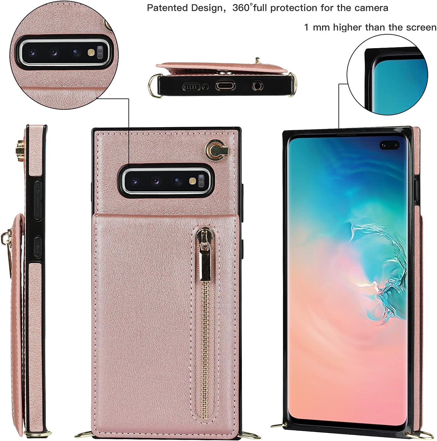 Funda para teléfono Samsung Galaxy S10 Plus con correa cruzada, tarjetero de cuero, con cordón, ranuras de crédito, cierre magnético, accesorios