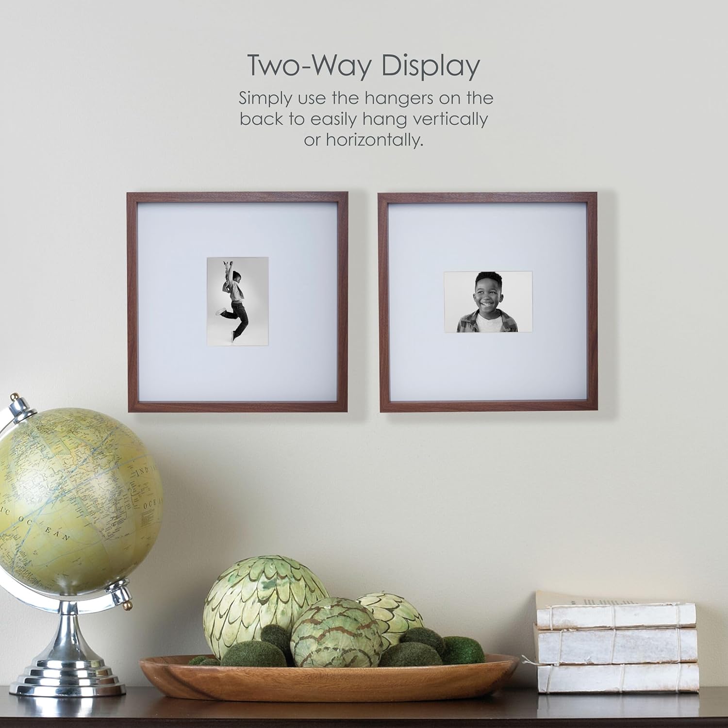 Mikasa Wood Gallery – Marco de pared de 15 x 15 pulgadas, mate a 5 x 7, 16 x 1.57 x 16 pulgadas, nogal