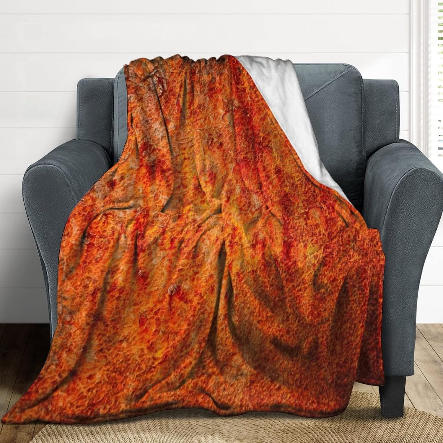Manta de franela de forro polar naranja quemado de 50 x 40 pulgadas, ligera y esponjosa, para invierno y otoño, acogedora y suave para decoración