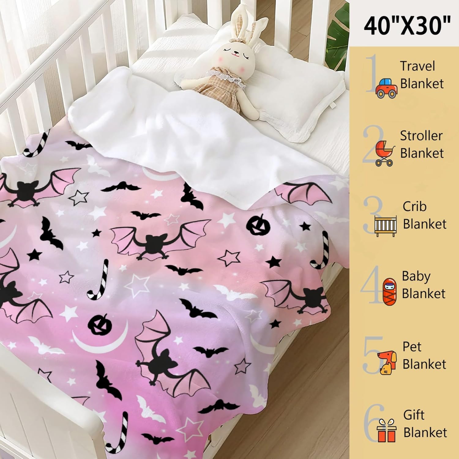 Manta estampada de luna, regalos para Halloween, manta para mujeres y hombres, suave y acogedora manta de forro polar para sofá, sala de estar,