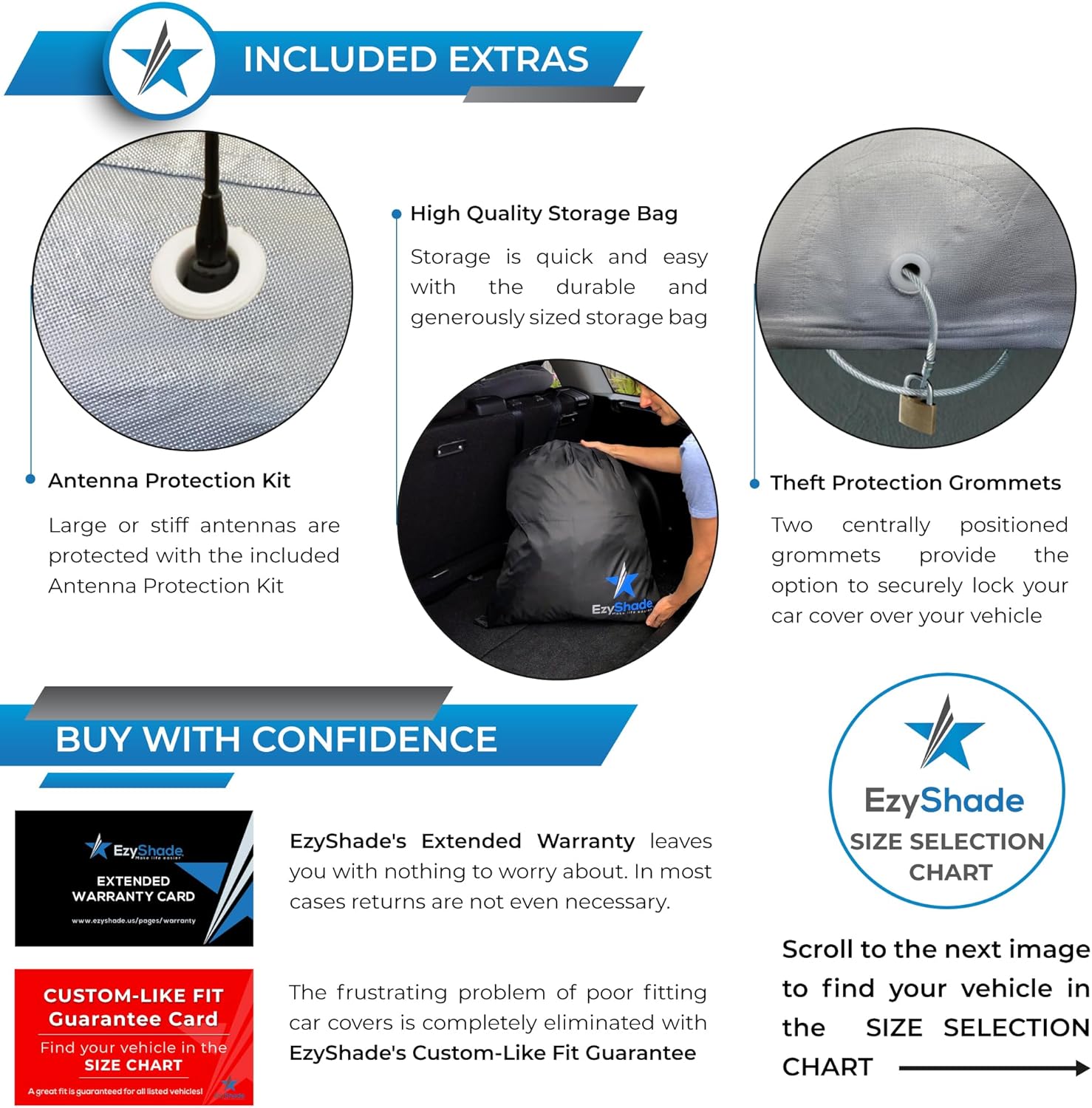 EzyShade Funda impermeable para automóvil deportivo de 10 capas. Consulta la tabla de tallas del vehículo para un ajuste preciso. Fundas completas