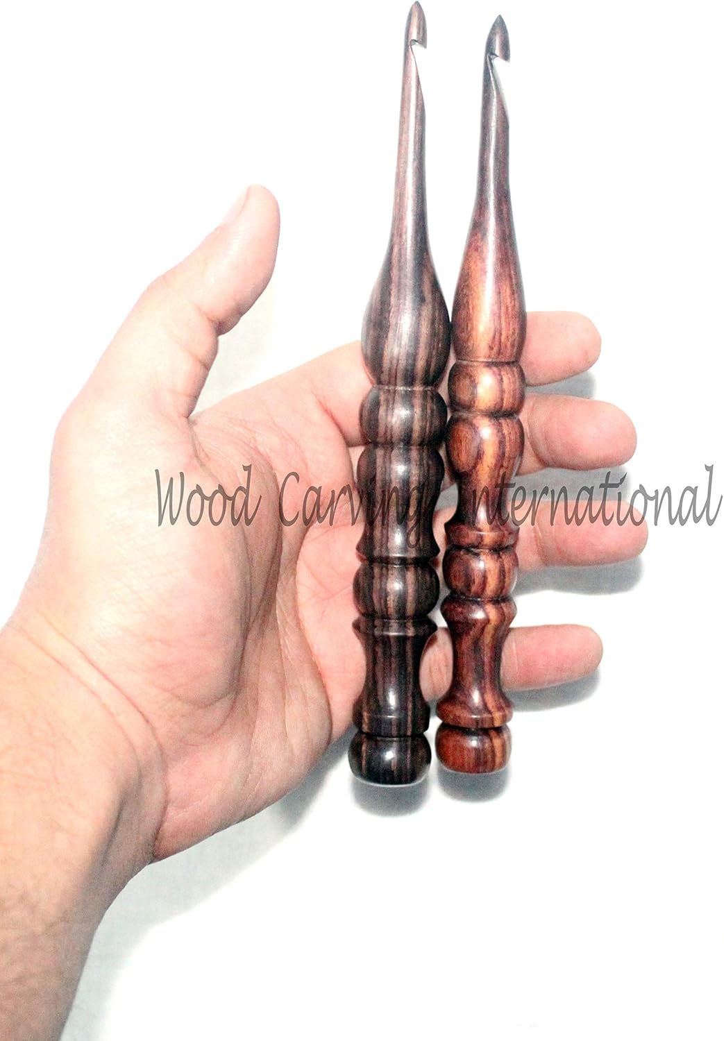Wood Carving International – Juego de 13 ganchos de ganchillo de palisandro, juego de ganchos de ganchillo de madera para tejer y ganchillo,