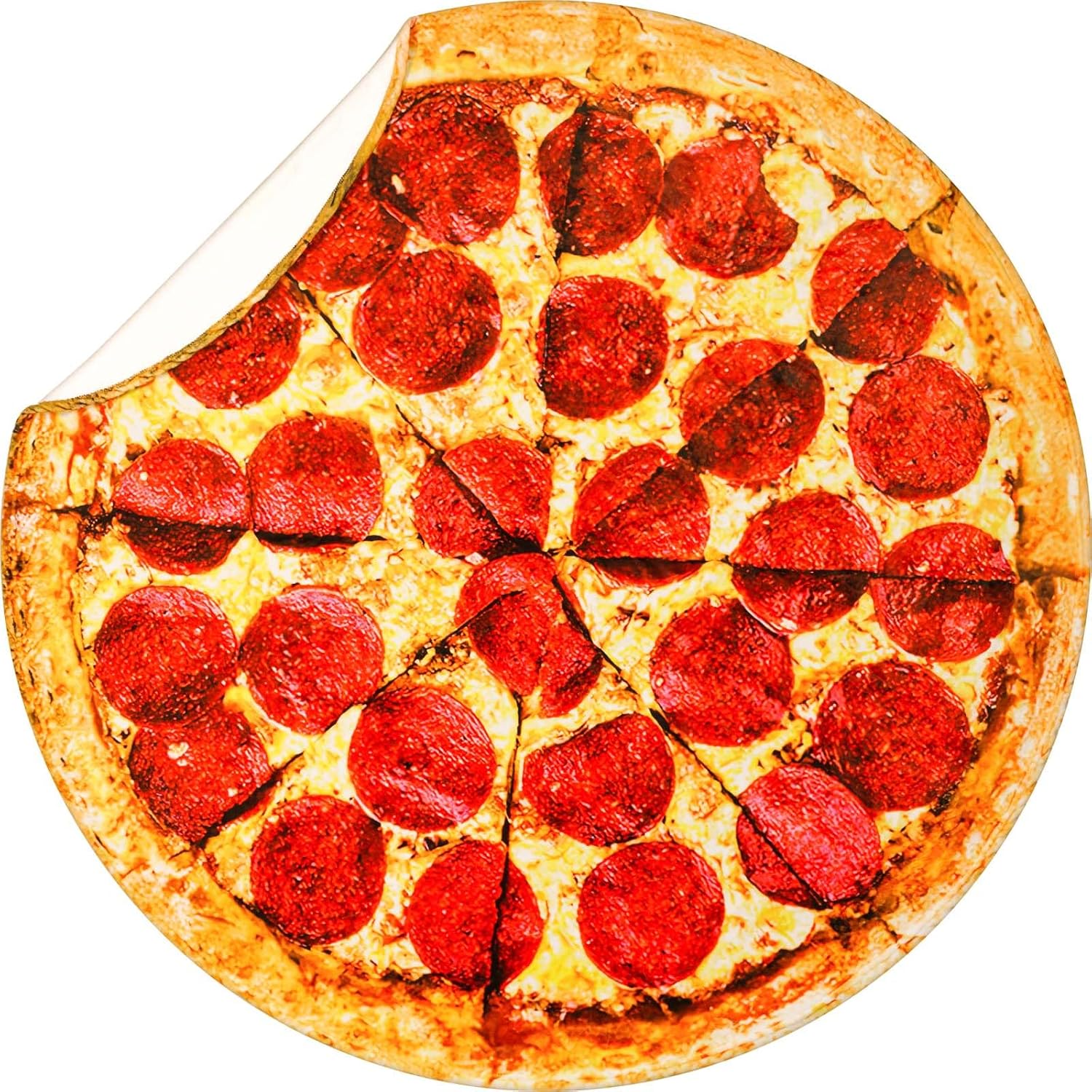 Vessia Manta con estampado de pizza, manta redonda realista y divertida para adultos y niños, manta de pizza Pepperoni de 300 GSM para sofá, cama,