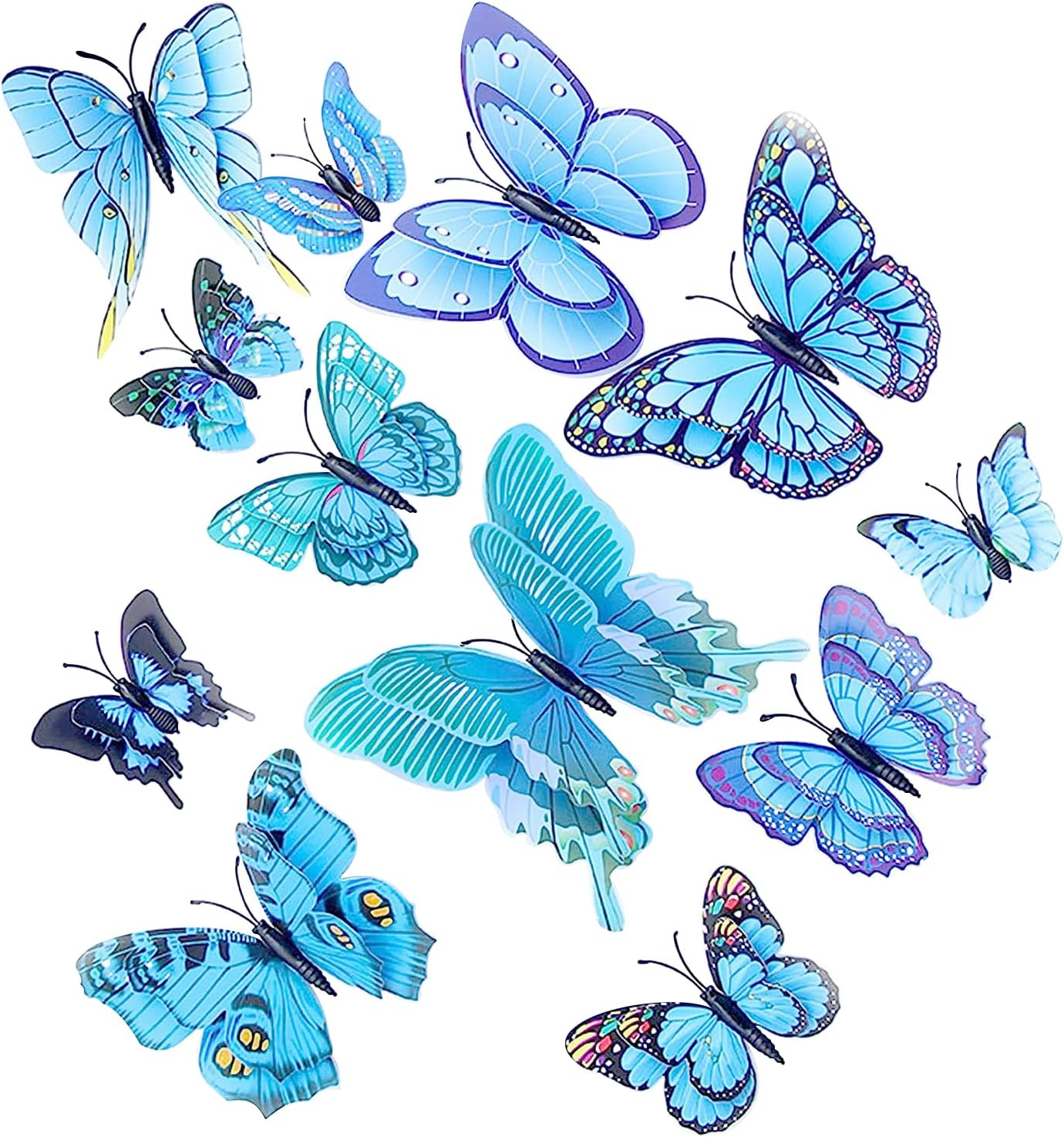 Rankaxa 24-Pack Butterfly Wall Decorations, Removable 3D Butterfly Stickers for Party Decoration, Home Art Decoration, and Other DIYwith Magnets.