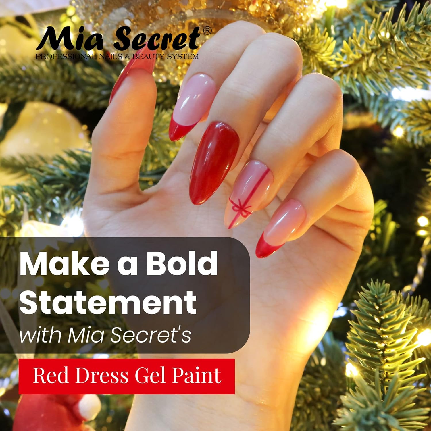 Mia Secret Sistema de uñas profesional UVLED Gel Paint – 0.18 oz (vestido rojo)