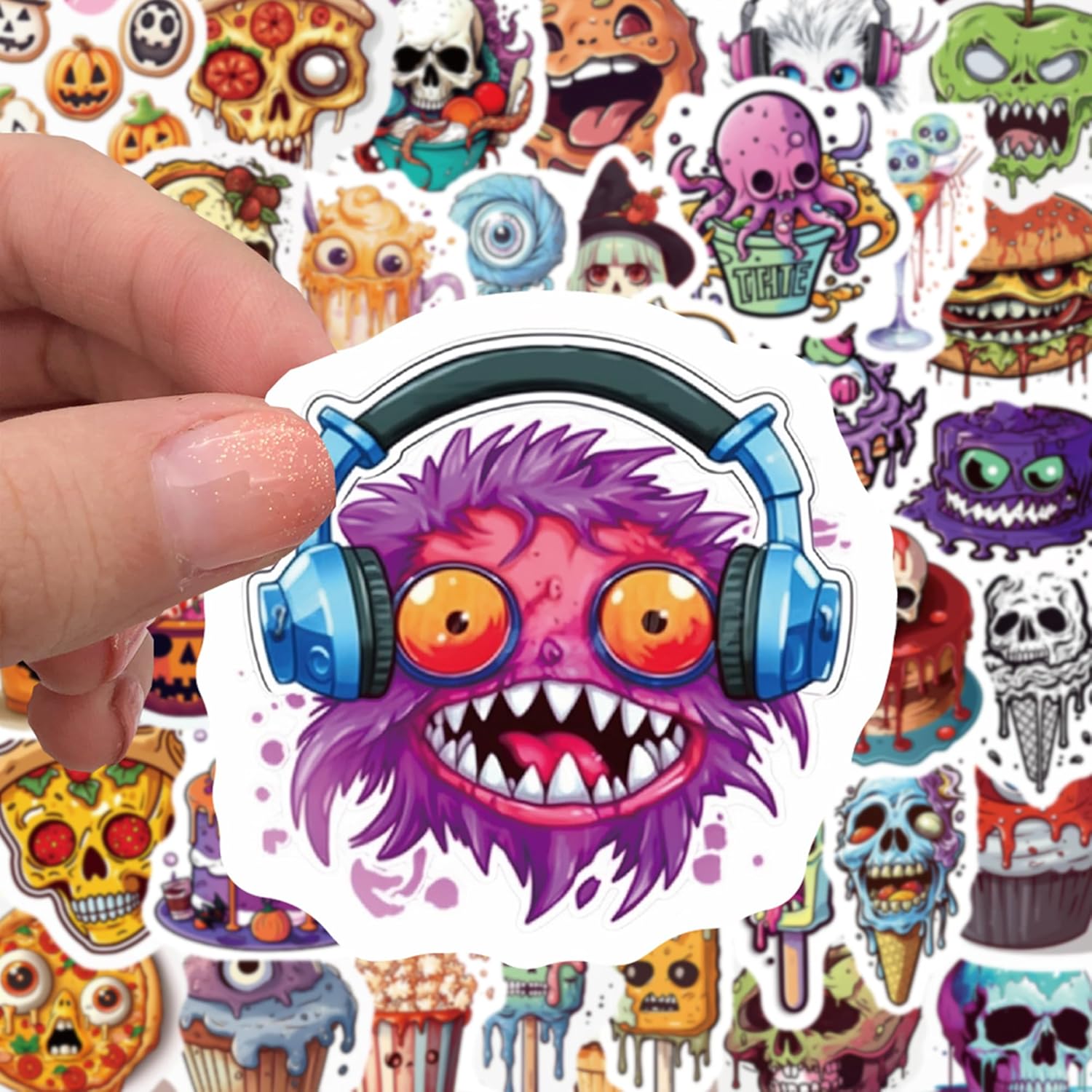 Calcomanías de decoración de Halloween para niños, bonitos regalos de Halloween, 50 calcomanías de vinilo impermeables para botellas de agua,