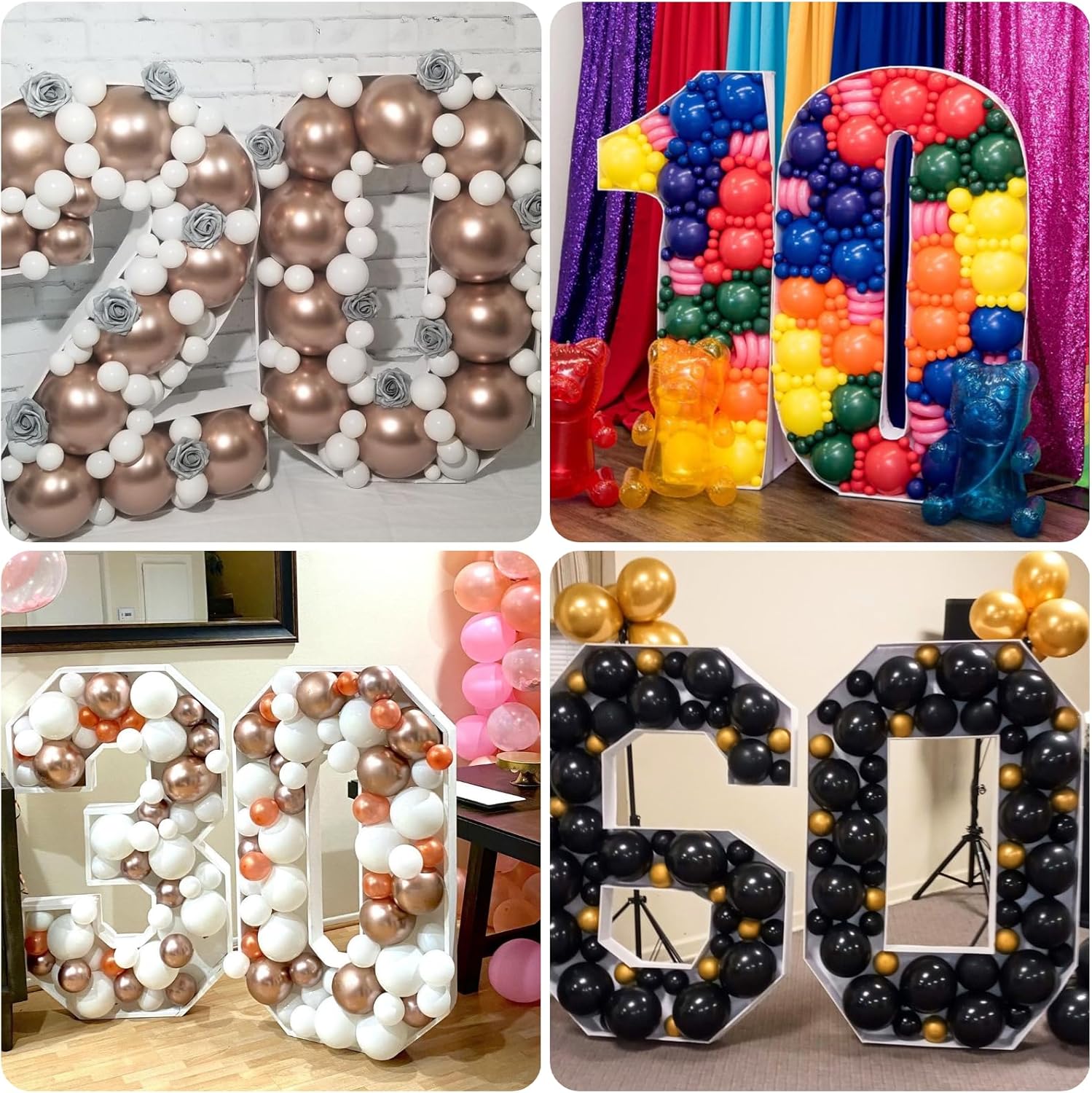 Números de mosaico para globos del número 16, marco de globos de 4 pies, números de marquesina grandes, kit de números de cartón grandes, kit de