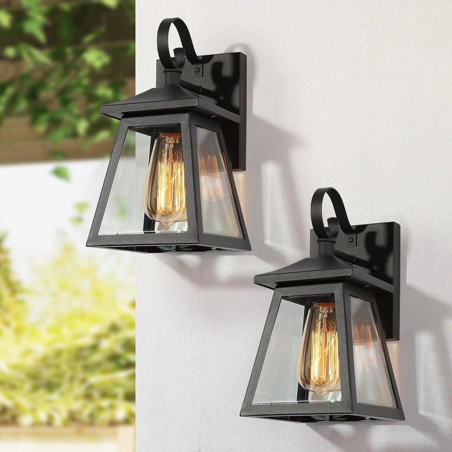 classy leaves Luces de pared negras para exteriores, modernas lámparas exteriores de granja, lámpara montada en la pared al aire libre, impermeable,