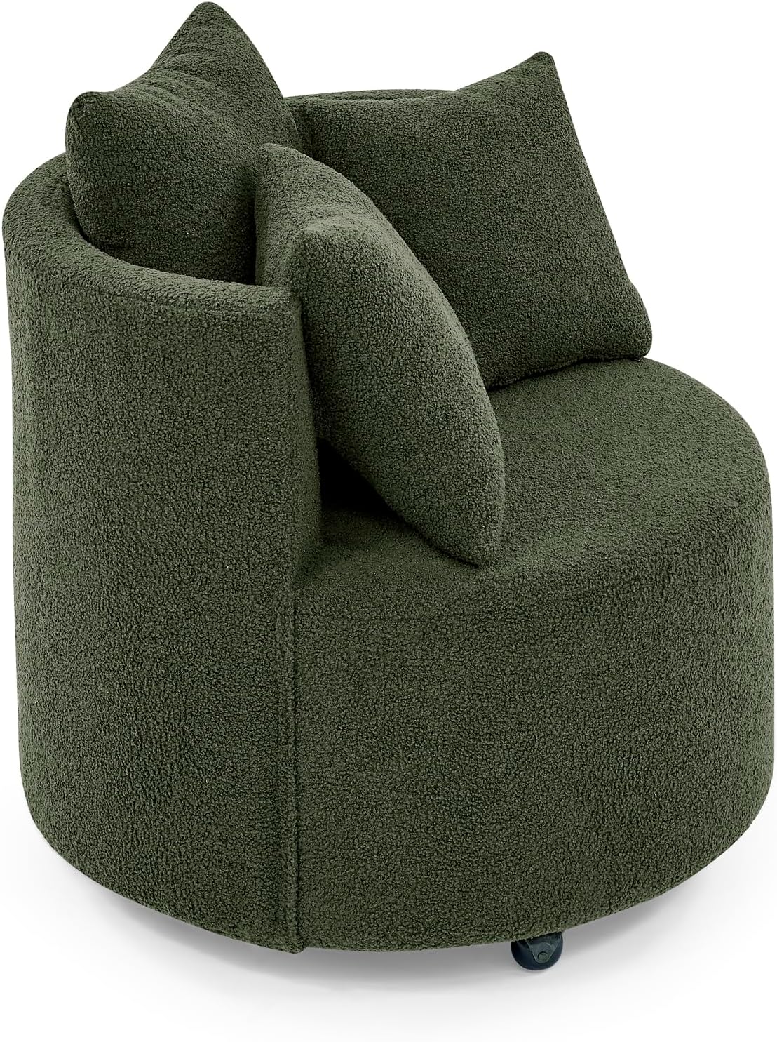Ucloveria Silla giratoria redonda con ruedas móviles y 3 almohadas para sala de estar, dormitorio, verde