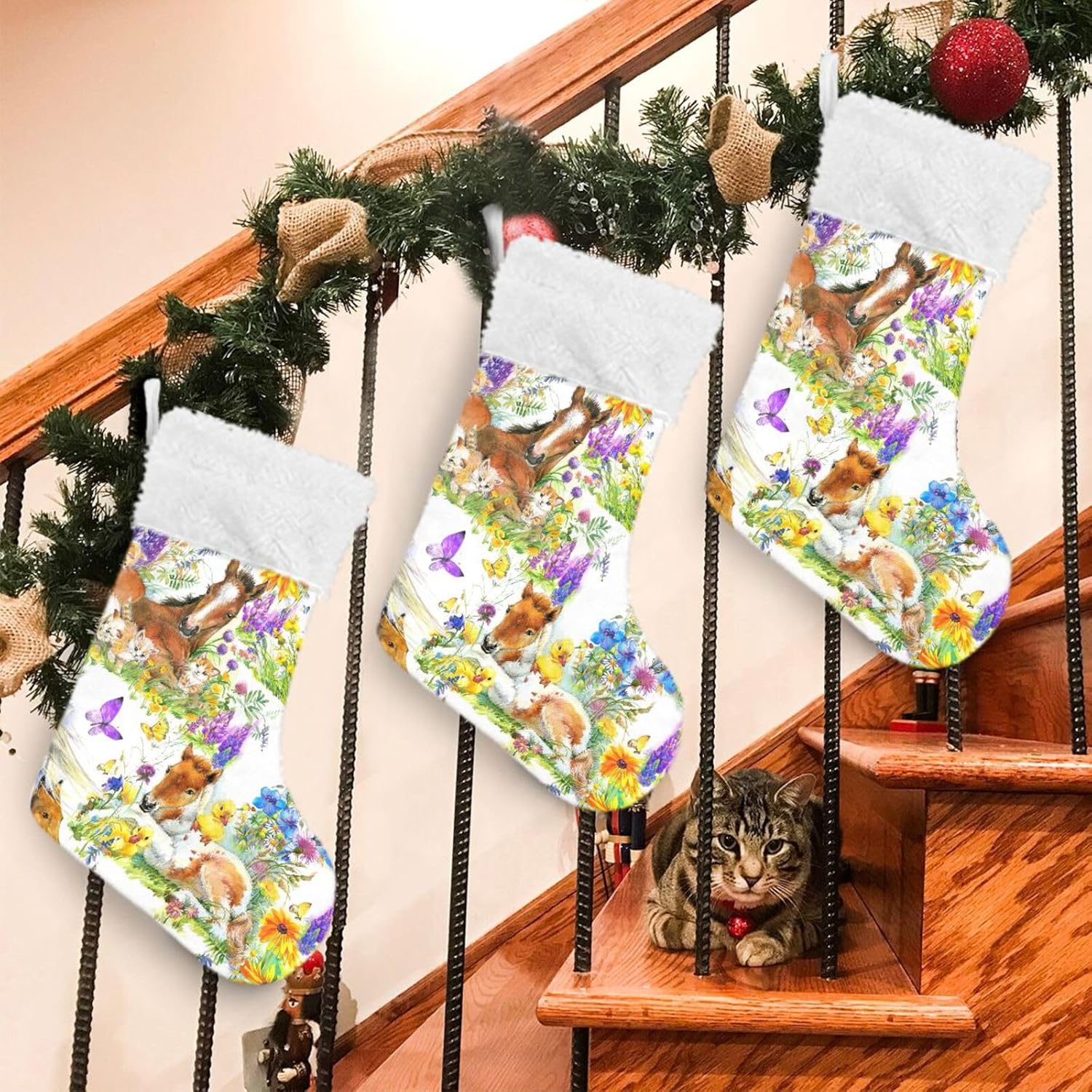 Calcetines de Navidad, caballos de campo, calcetines grandes de caramelo, rellenos de calcetines de Navidad, 1 unidad para el hogar, fiesta de