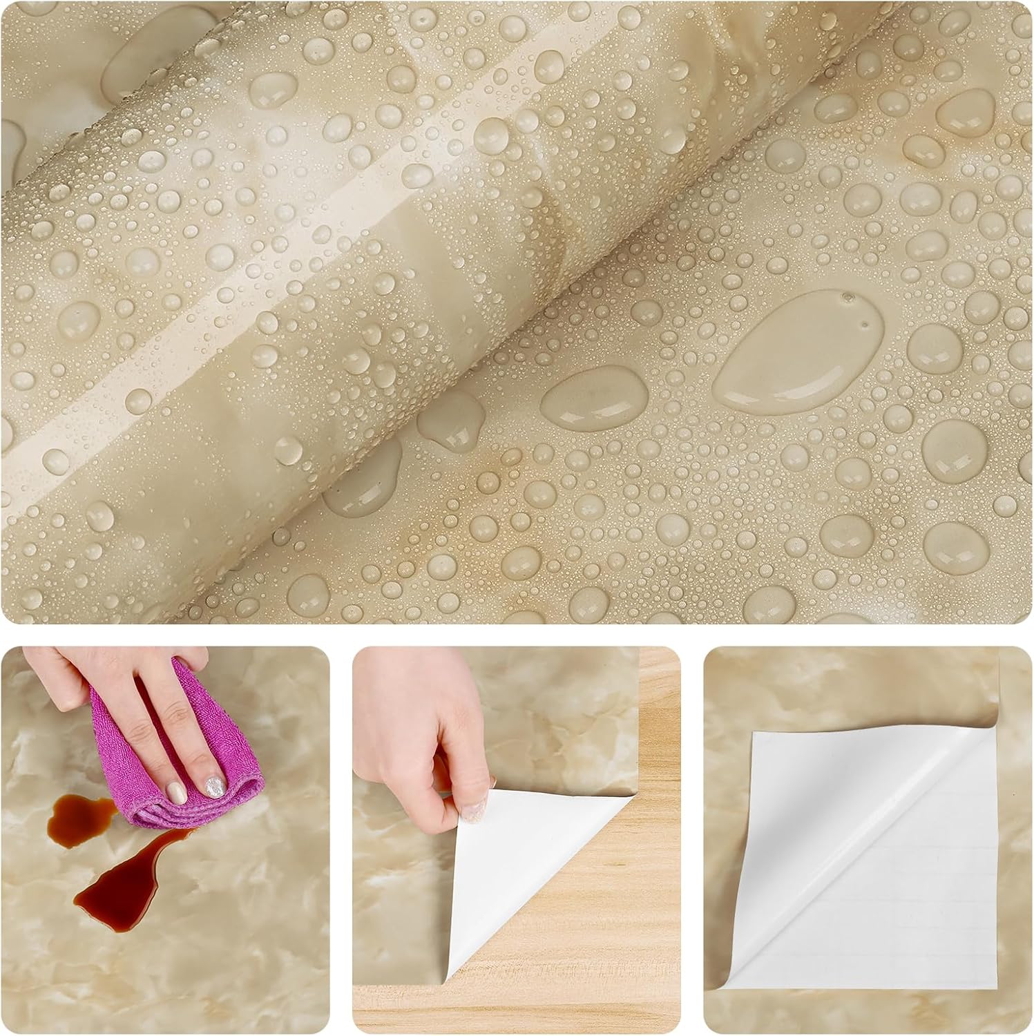 Papel de contacto de mármol extraíble de 15.8 x 118 pulgadas, encimeras de cocina, papel tapiz de mármol impermeable, papel adhesivo autoadhesivo