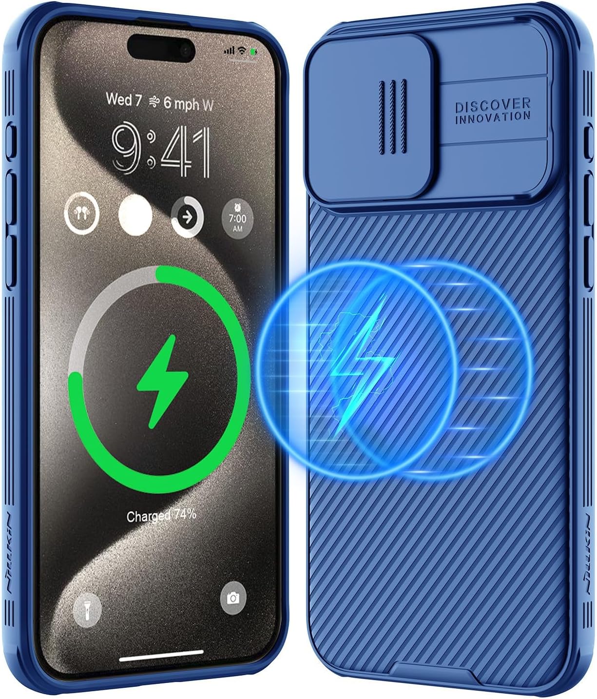 Nillkin Funda magnética para iPhone 15 Pro Max, compatible con MagSafe, funda deslizante para cámara, funda protectora delgada para iPhone 15 Pro