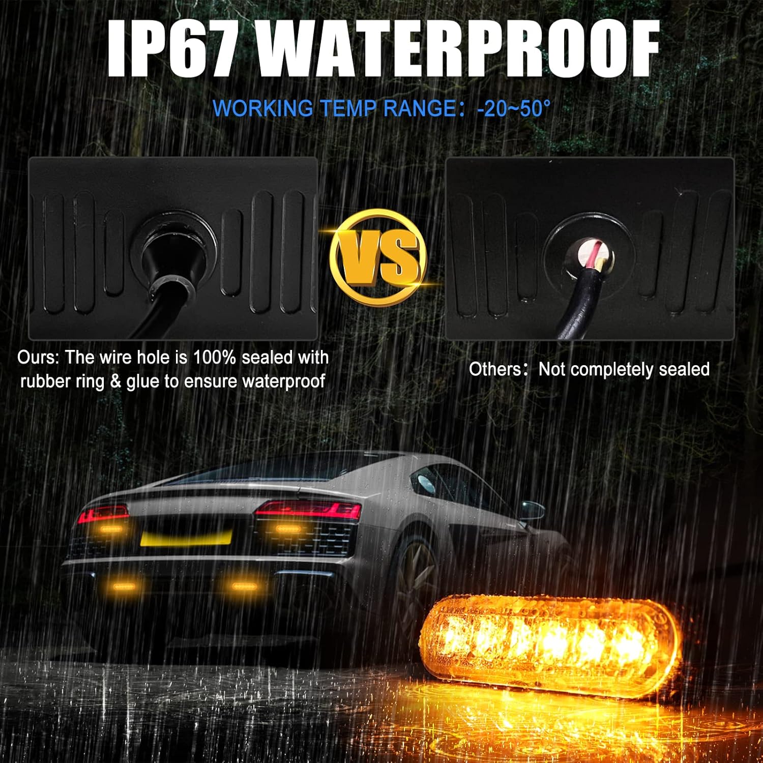 10 luces LED estroboscópicas de emergencia, 6 LED ultradelgadas, montaje en superficie, intermitente, advertencia, construcción, precaución,