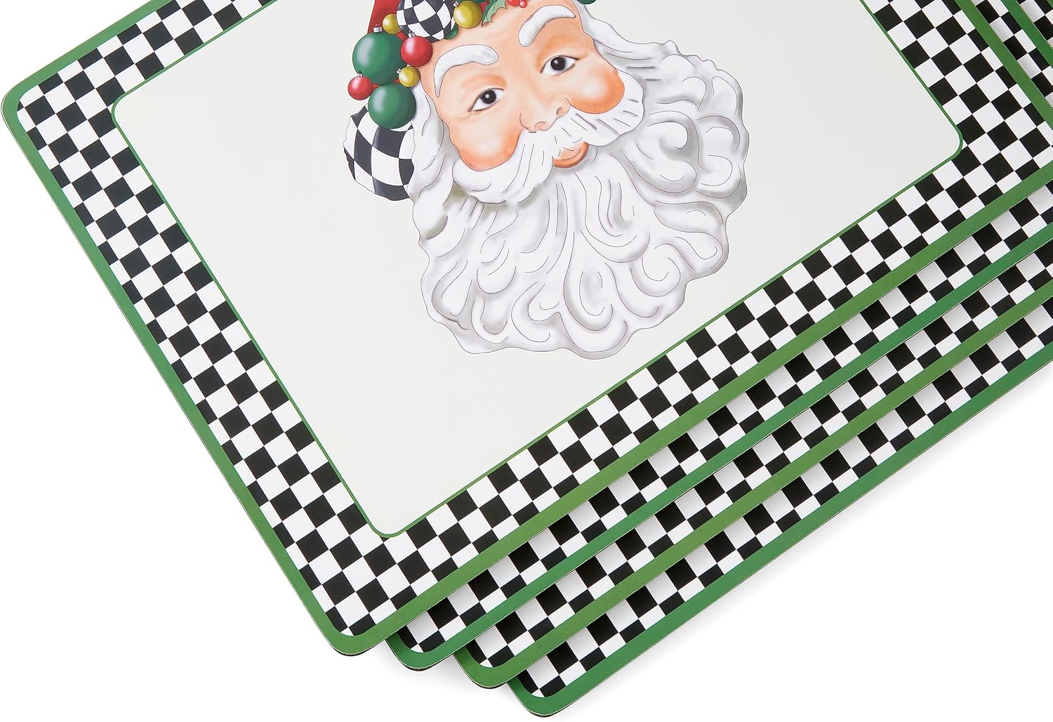 Pimpernel Manteles individuales navideños en blanco y negro, juego de 4, alfombrillas resistentes al calor, tablero con respaldo de corcho, juego de