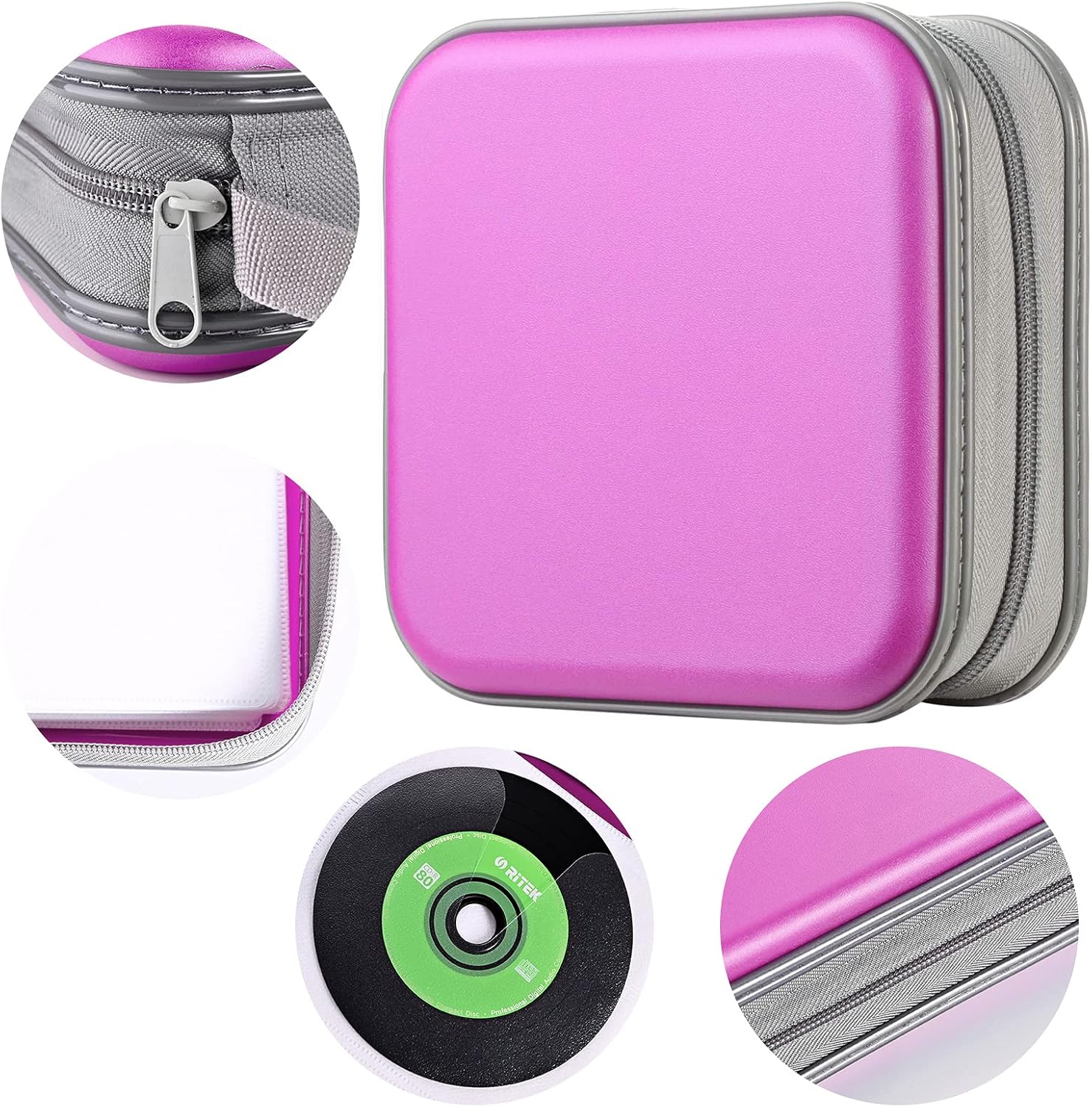 Funda para DVD, estuche portátil para CD de capacidad para 48 unidades, almacenamiento de plástico duro, DVD, CD, cartera, organizador para