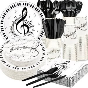 175Pcs Music Party Supplies Musical Notes Party Tableware Set 9″& 7″Musical Notes Paper Plates Napkins Cups Knives Forks Spoons for Music Notes 175Pcs Music Party Supplies Musical Notes Party Tableware Set 9″& 7″Musical Notes Paper Plates Napkins Cups Knives Forks Spoons for Music Notes