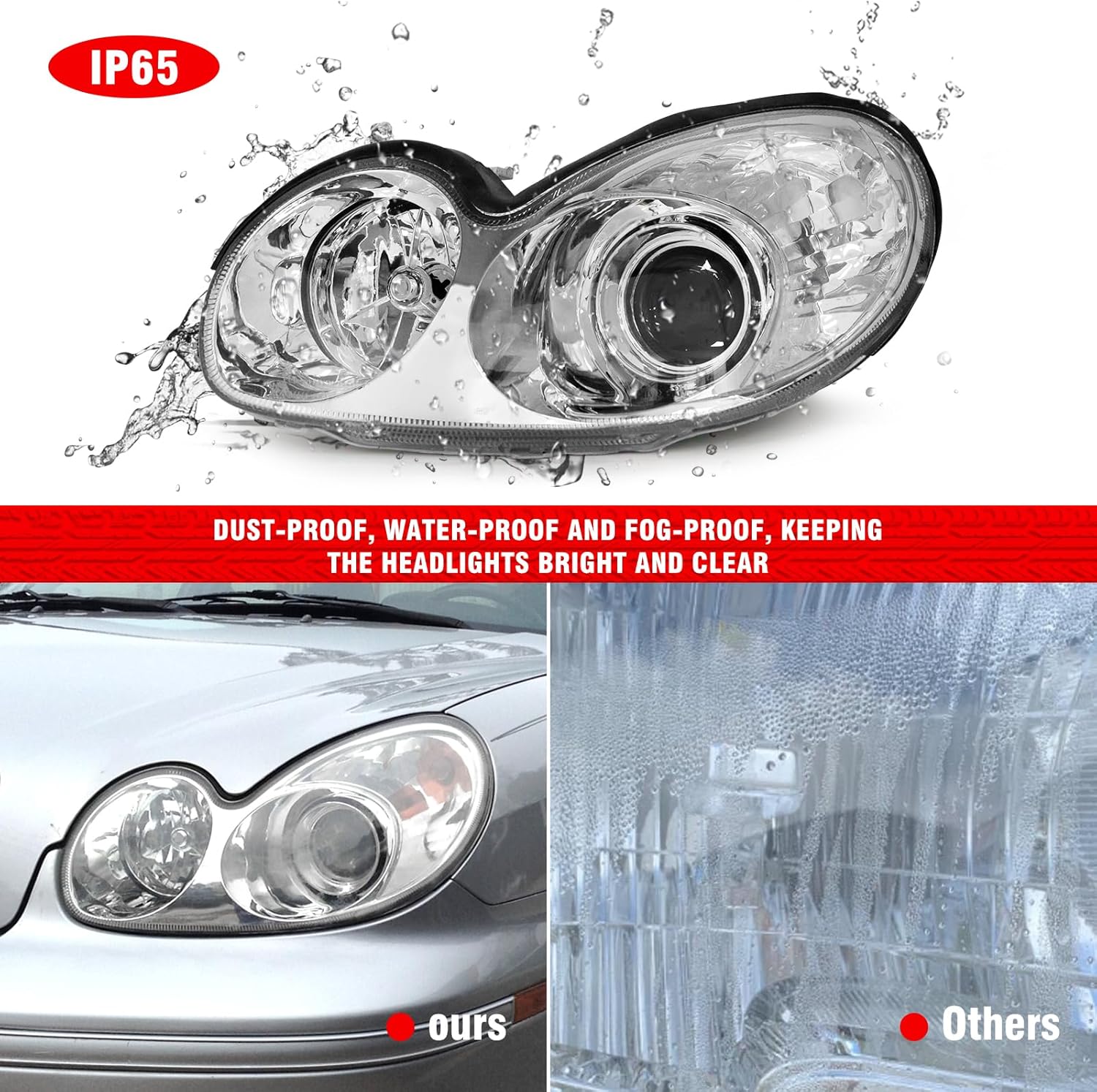 Compatible con faros Hyundai Sonata 2002 2003 2004 2005 para faros delanteros Sonata 02 03 04 05 con carcasa cromada, par de repuesto de lentes