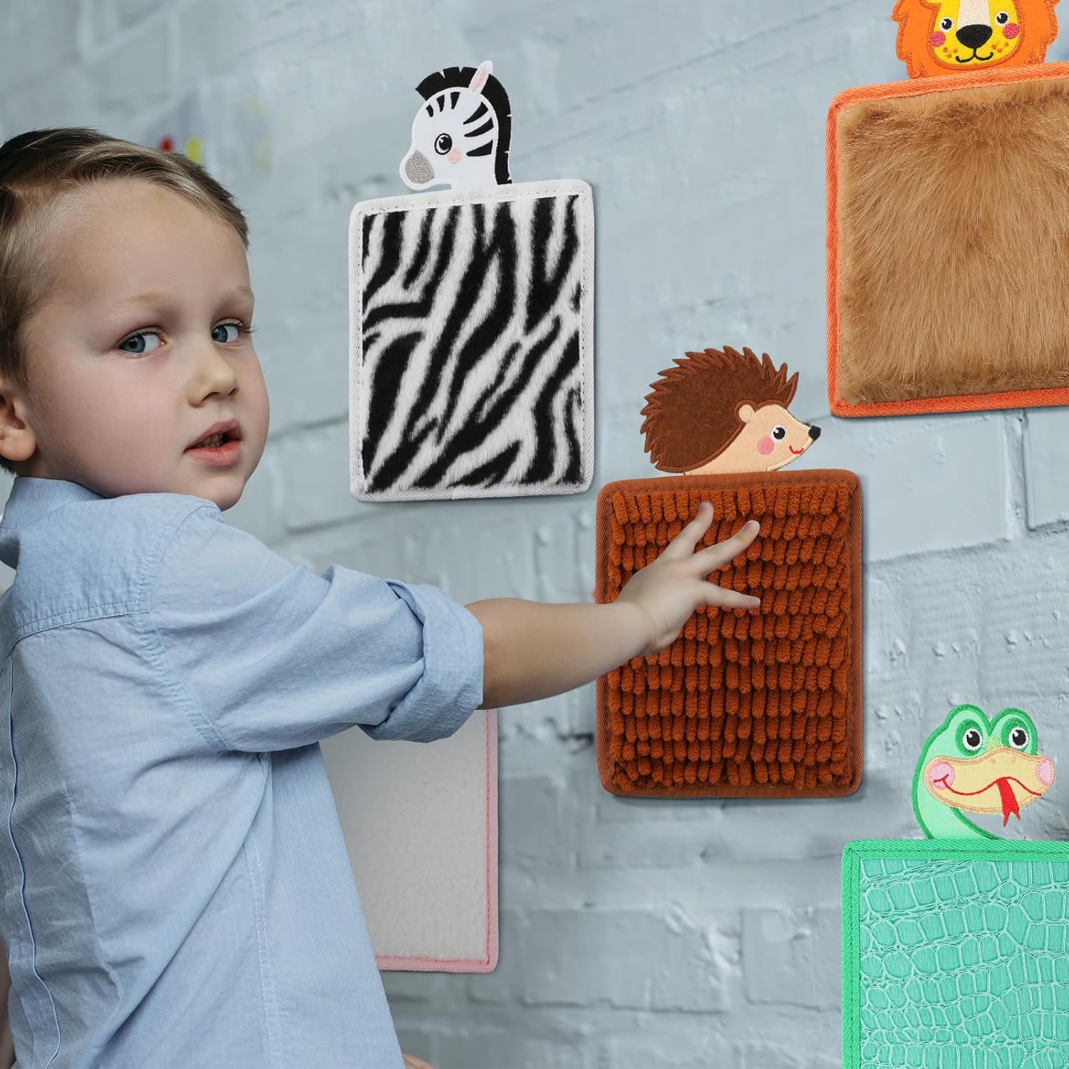 9 piezas de tapete sensorial con temática de animales, paneles de pared sensoriales para niños, autismo, productos sensoriales con textura surtida,