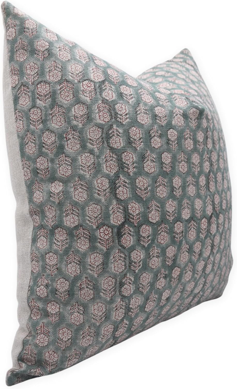 Funda de almohada de lino grueso, almohada para exteriores con estampado de telar a mano, funda de cojín sostenible hecha a mano para sofá y sofá,