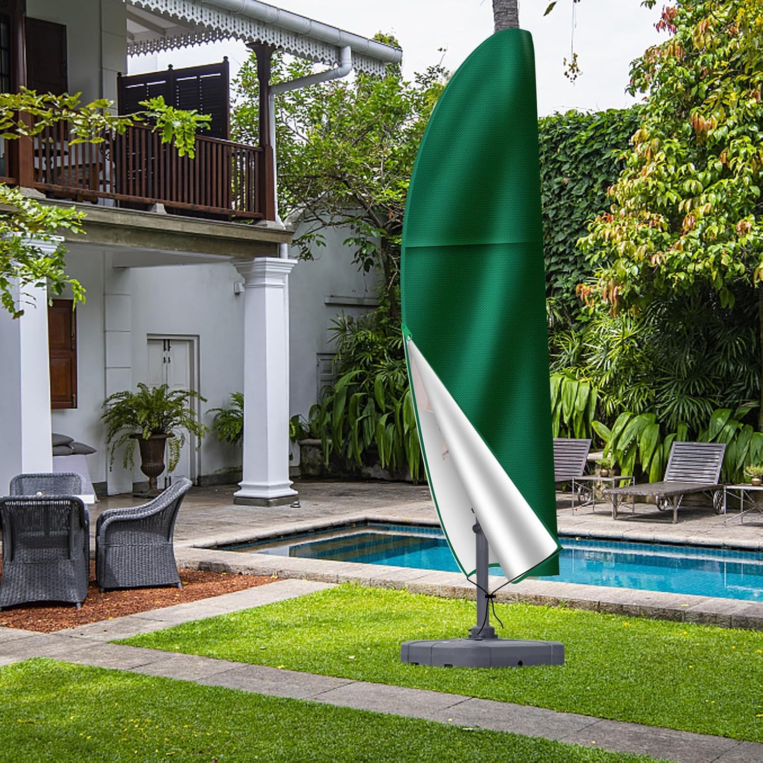 Cubiertas de sombrilla voladiza para patio al aire libre cubierta impermeable para paraguas estilo plátano con cremallera se adapta a 9 pies a 14