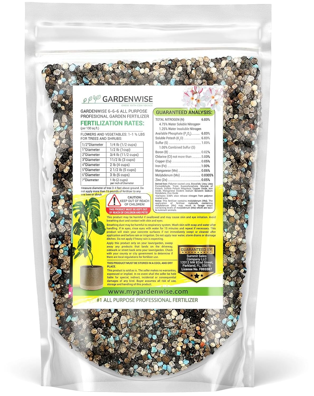 Gardenwise 6-6-6 Fertilizante profesional multiusos para plantas de alimentos ideal para el cuidado de invierno y alimentación de primavera, NPK